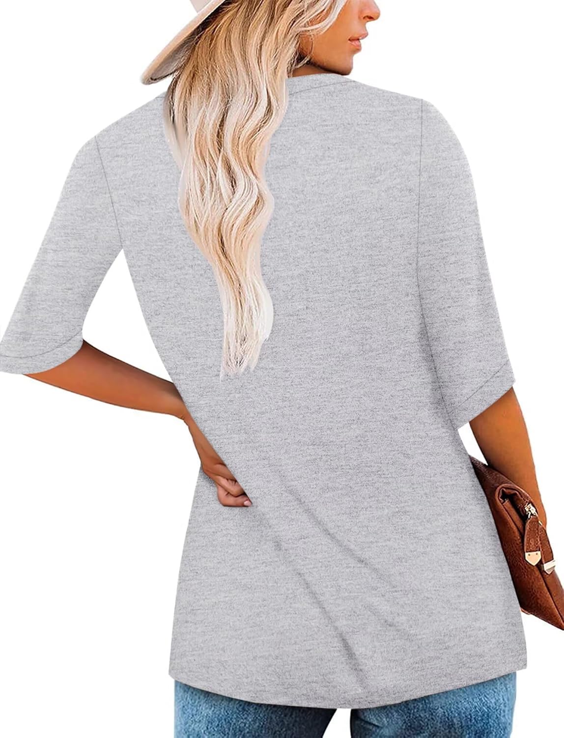 KISSMODA Women's Casual 3/4 Sleeve T-Shirts 2025 V-Neck Tunic Tops Cute Tees Blouses Loose Fit Business Work Tee Top - Image 4