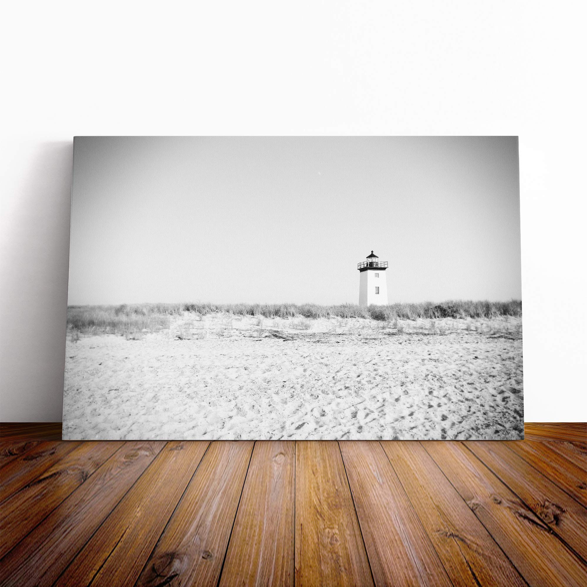 Architecture Beach and Lighthouse Canvas Print | Gallery Wrapped 30mm Frame Wall Art | 30x20 inches | Ready to Hang | Modern Seascape Picture | Living Room Bedroom Lounge Office