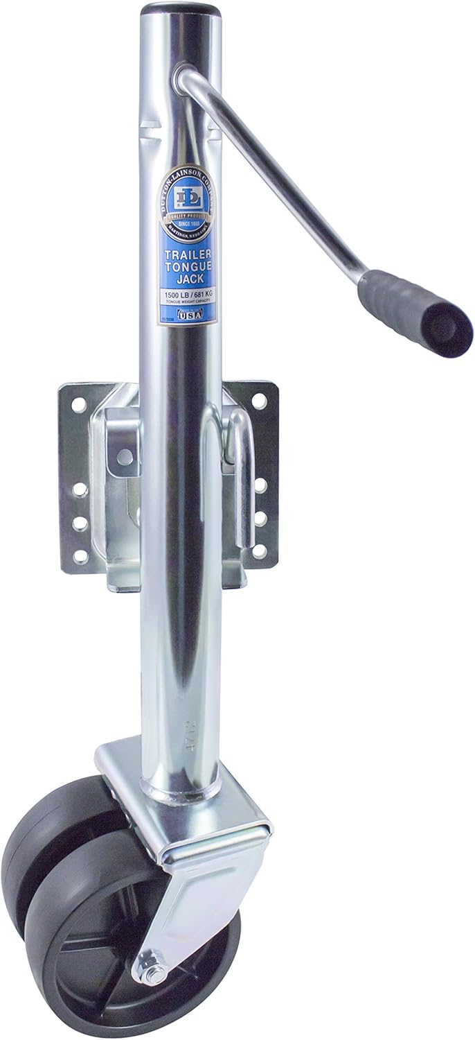 Dutton-Lainson Company - Dual Wheel Tongue Jack (6800) - Marine Jack Swivel for Boat, Towing & Other Trailer Applications - 1500 lb Capacity, 12" Total Travel, 6" Wheels, Silver Finish - Made in USA