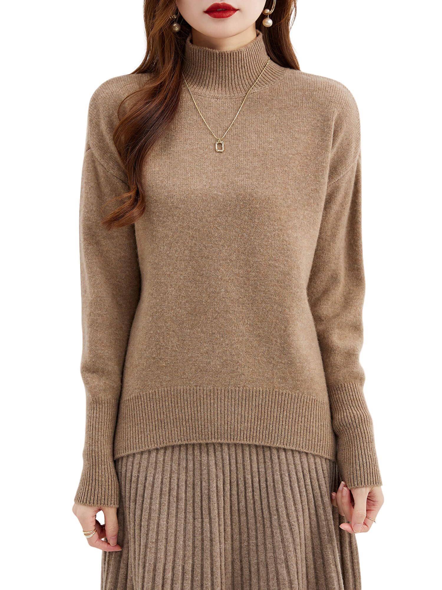 Chanyarn Damen 100% Merinowolle Pullover 2024 Herbst Winter Stehkragen Warm Weich Langärmelig Lockerer Strickpullover