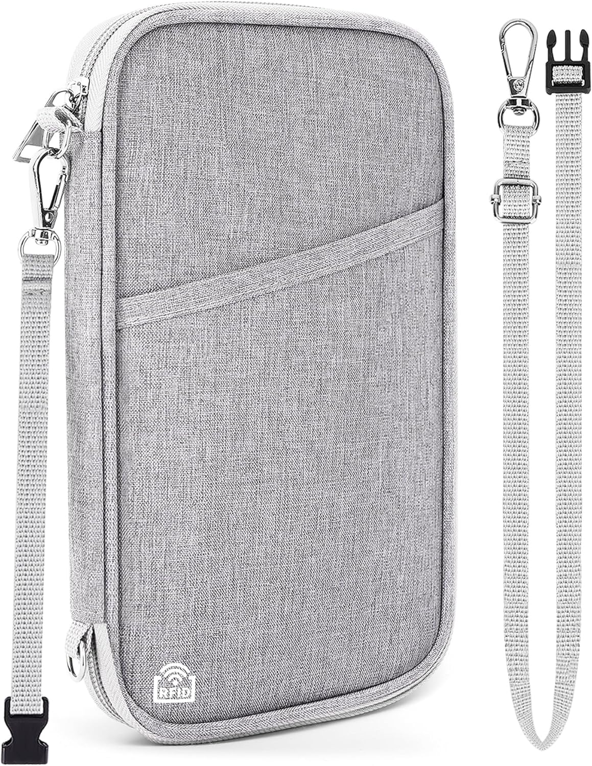 RFID-Blocking Passport Holder & Travel Organizer Wallet (Grey)