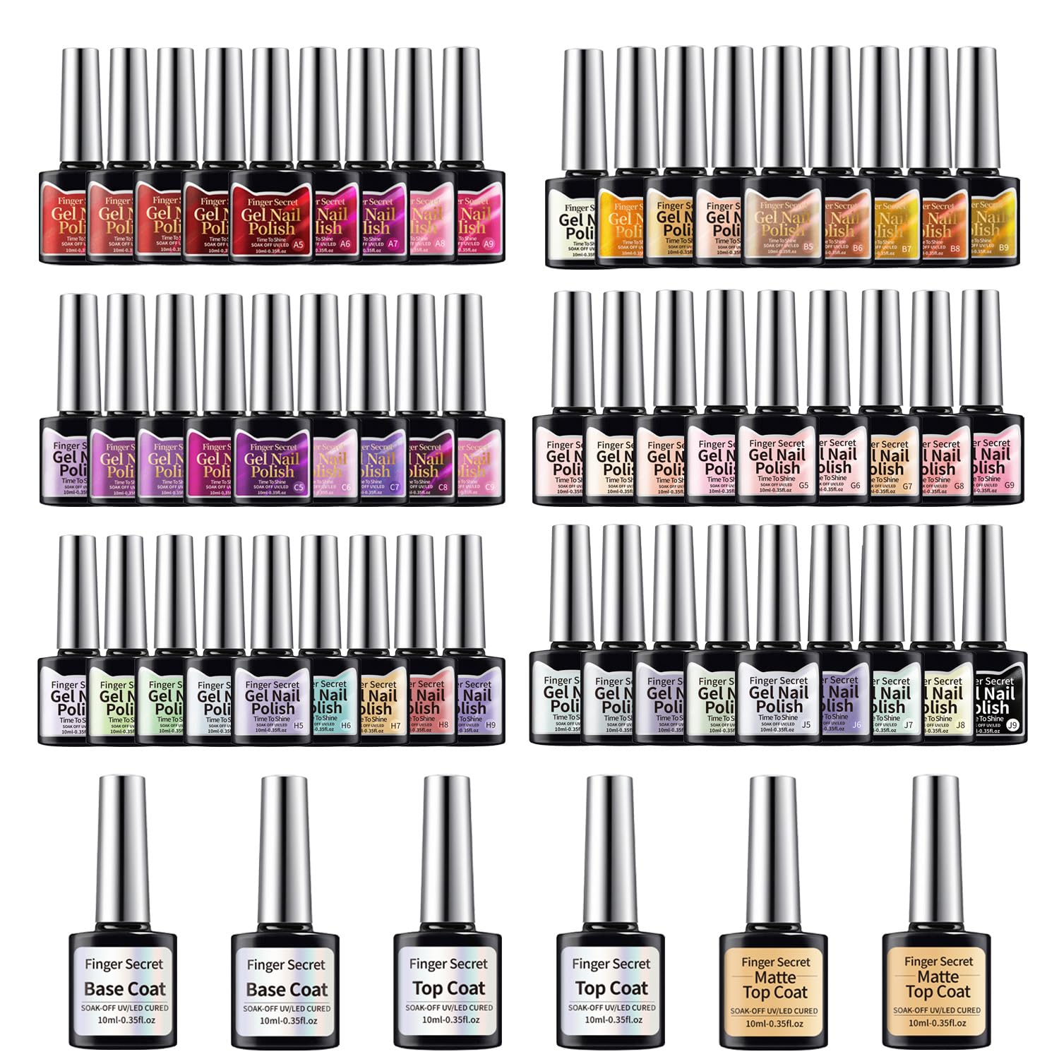 finger secret Gel Cat Eye Nail Polish Kit - 54Pcs 10 ml Cat Eye Magnetic Nail Polish With