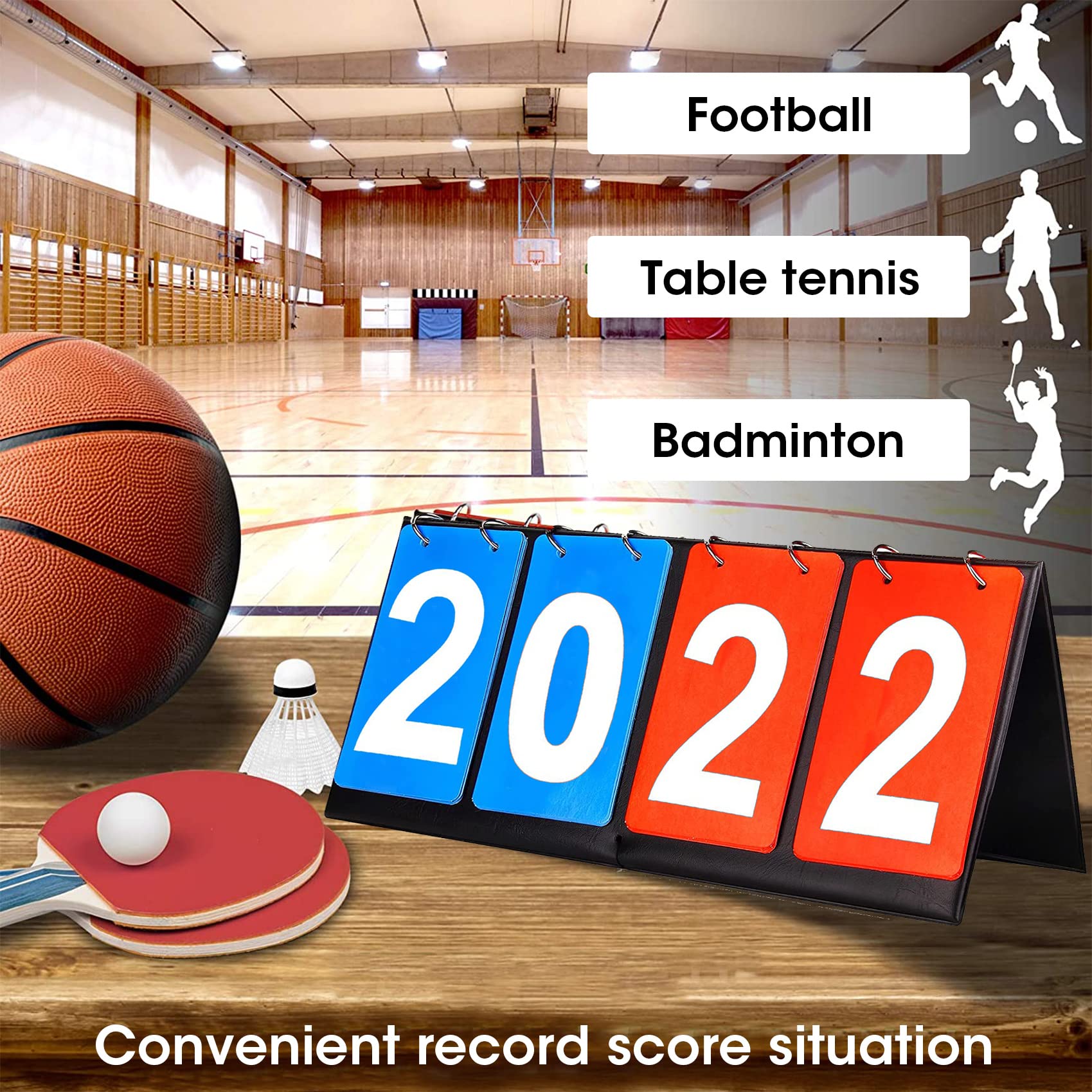 Compteur Score Sportif 4 Chiffres - Tableau Pliable Bleu/rouge - Pour Basket, Volley, Tennis...