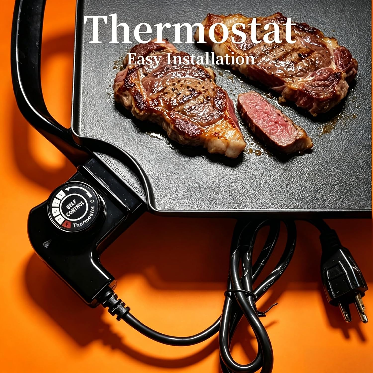Electric Skillet Cord Replacement with Adjustable Thermostat Power Cord for Bella, Masterbuilt, Hamilton Beach Griddles, Grills, and Smokers