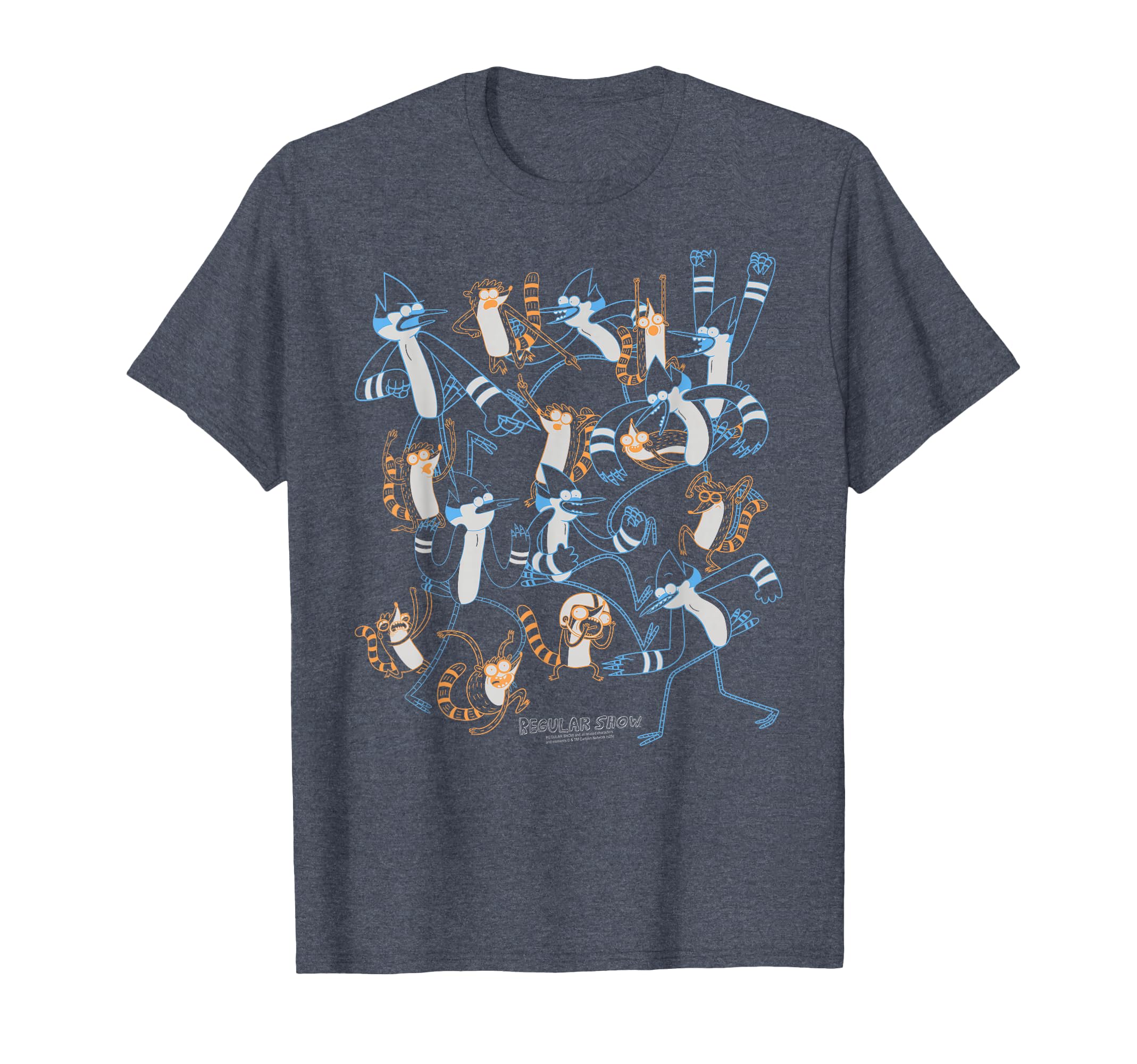 Regular Show Orange and Blue Mordecai and Rigby Poses T-Shirt