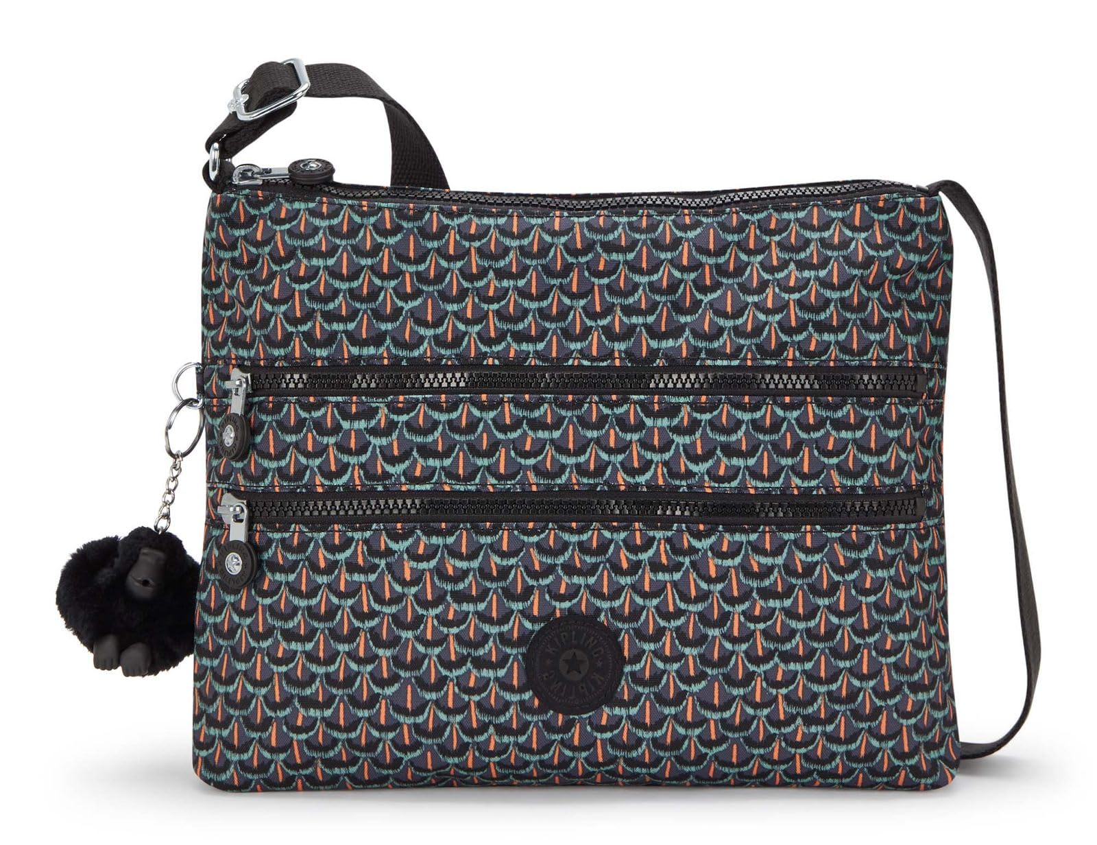 Kipling ALVAR Medium crossbody, Geo Feather (Black)