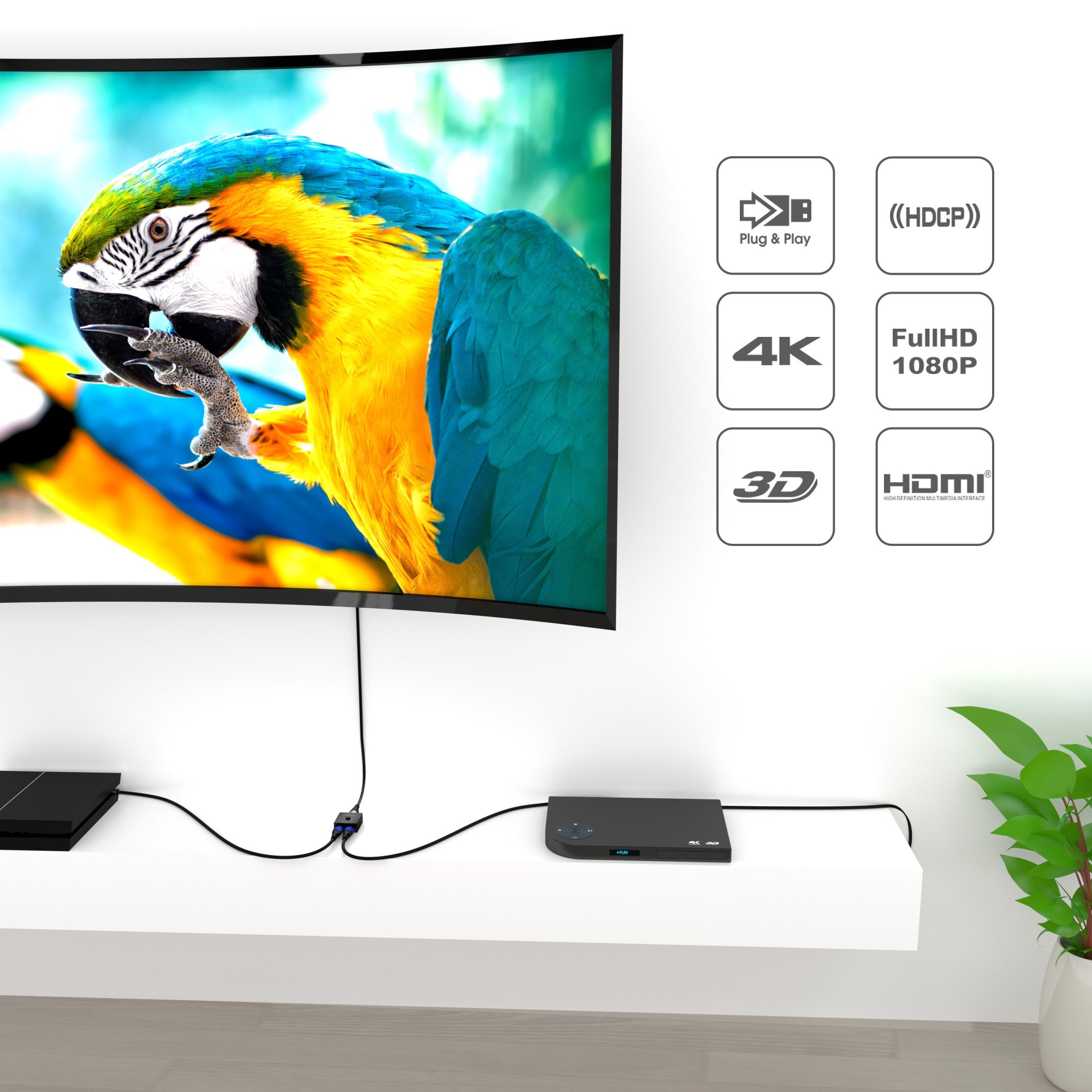 KabelDirekt – dwukierunkowy przełącznik/rozdzielacz HDMI | Full HD 1080p, 4K Ultra HD, 2160p, 3D, CEC, HEC, głębia koloru