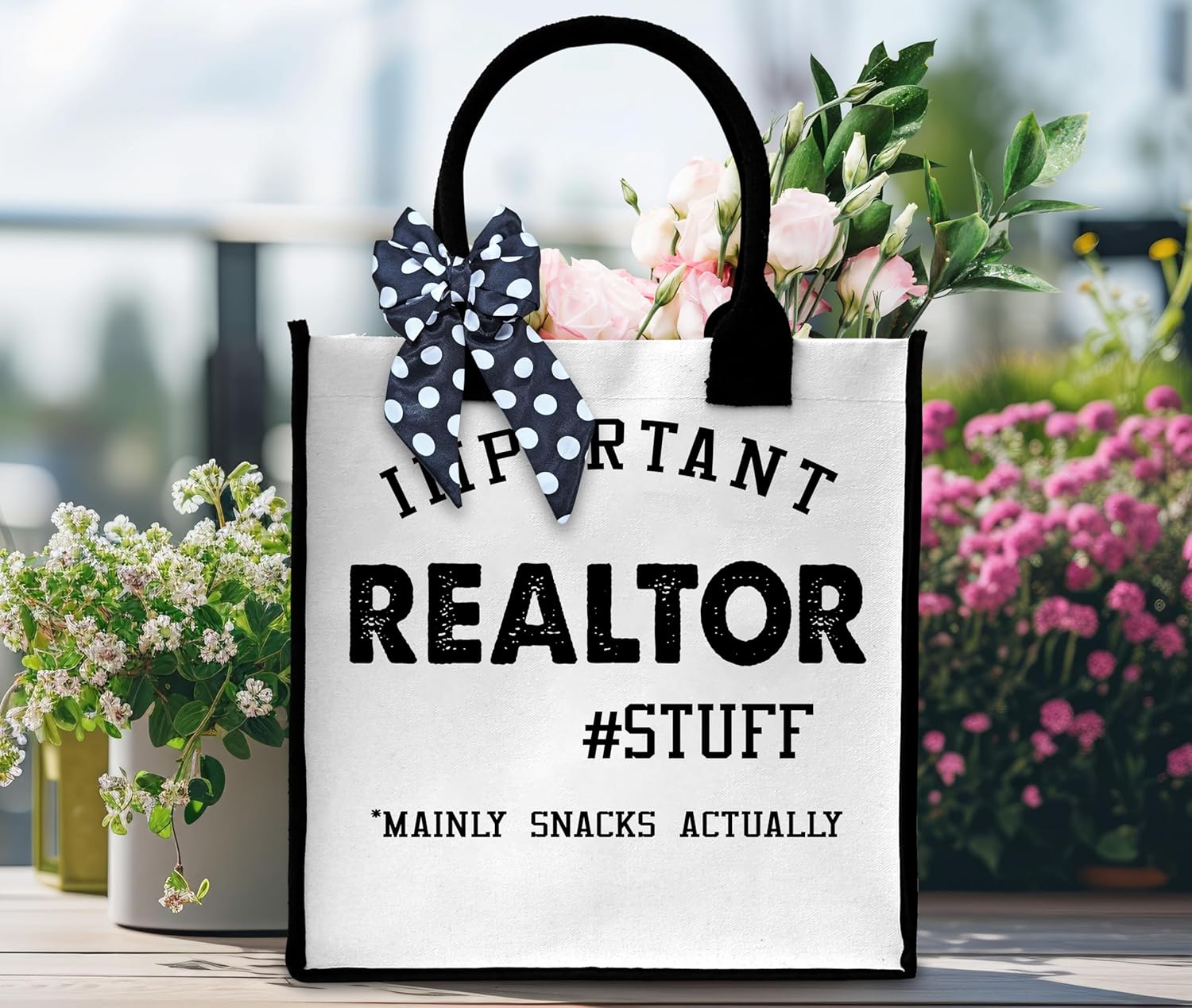 Realtor Tote Bag For Women, Canvas Tote For Working Traveling Shopping, Aesthetic Beach Bag With Ribbon, Thank You Gifts For Realtor -36 - Image 4