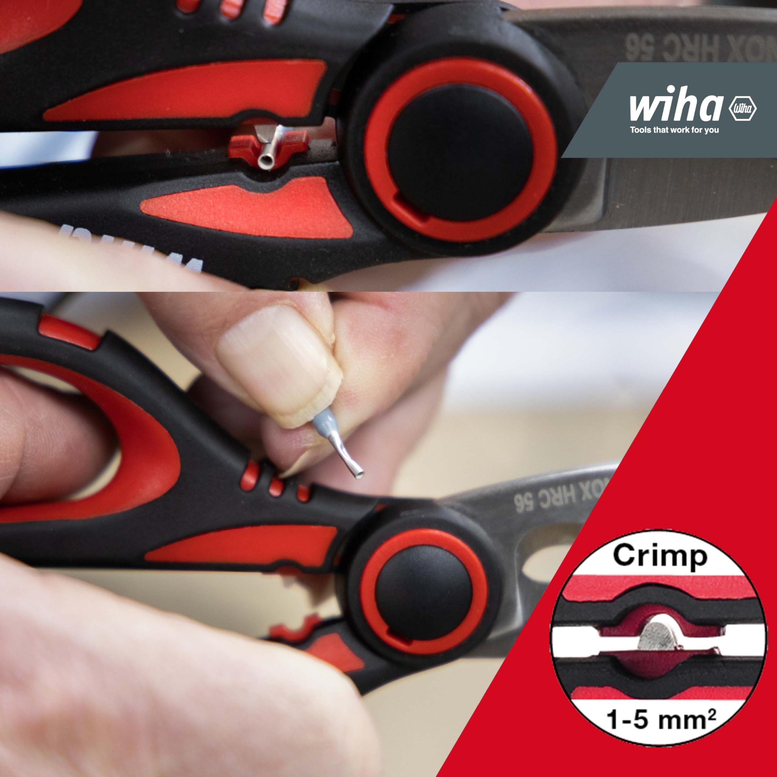 Wiha 160 mm SB Prof. Elec – Câble Ciseaux avec fonction à sertir, pour le raccourcissement, abmanteln, dénuder & sertir de câbles, avec étui de protection avec clip Z71716006SB