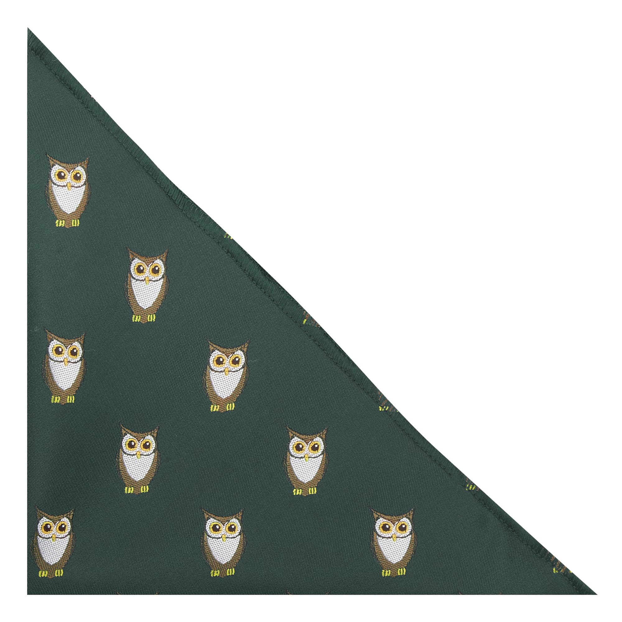 King & Priory Dark Green Embroidered Owl Pocket Square, Handkerchief