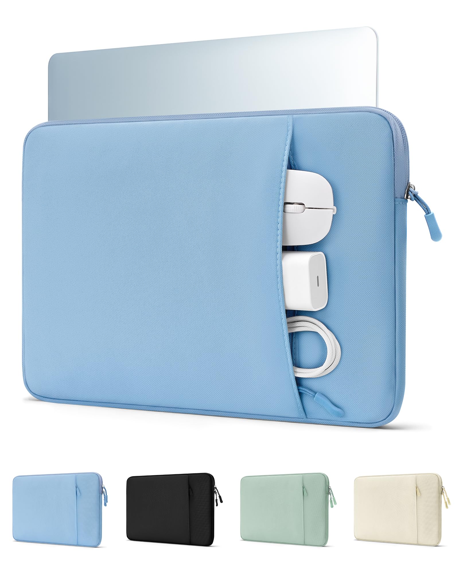 ProCase パソコンケース 13/13.3インチMacBook Air/Pro/Neo 保護スリーブ PCケース インナーバッグ - エアブルー | マルチブランド対応, ソフト裏地, 保護スリーブ, 衝撃吸収, 傷防止, 軽量, 出張や通勤