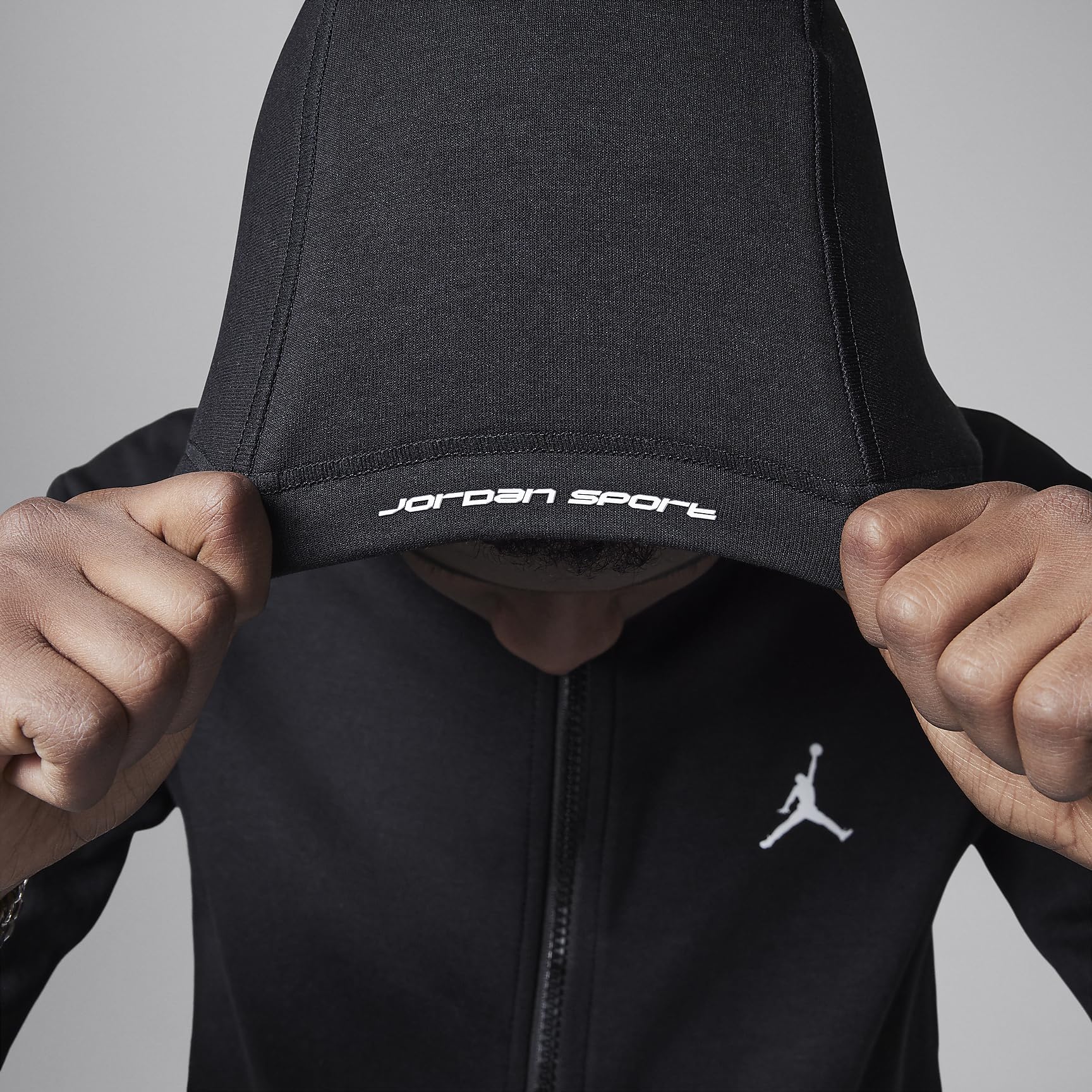 Jordan Dri-FIT Sport duża dziecięca bluza z kapturem polarowa z zamkiem na całej długości (95D273-023, czarna)