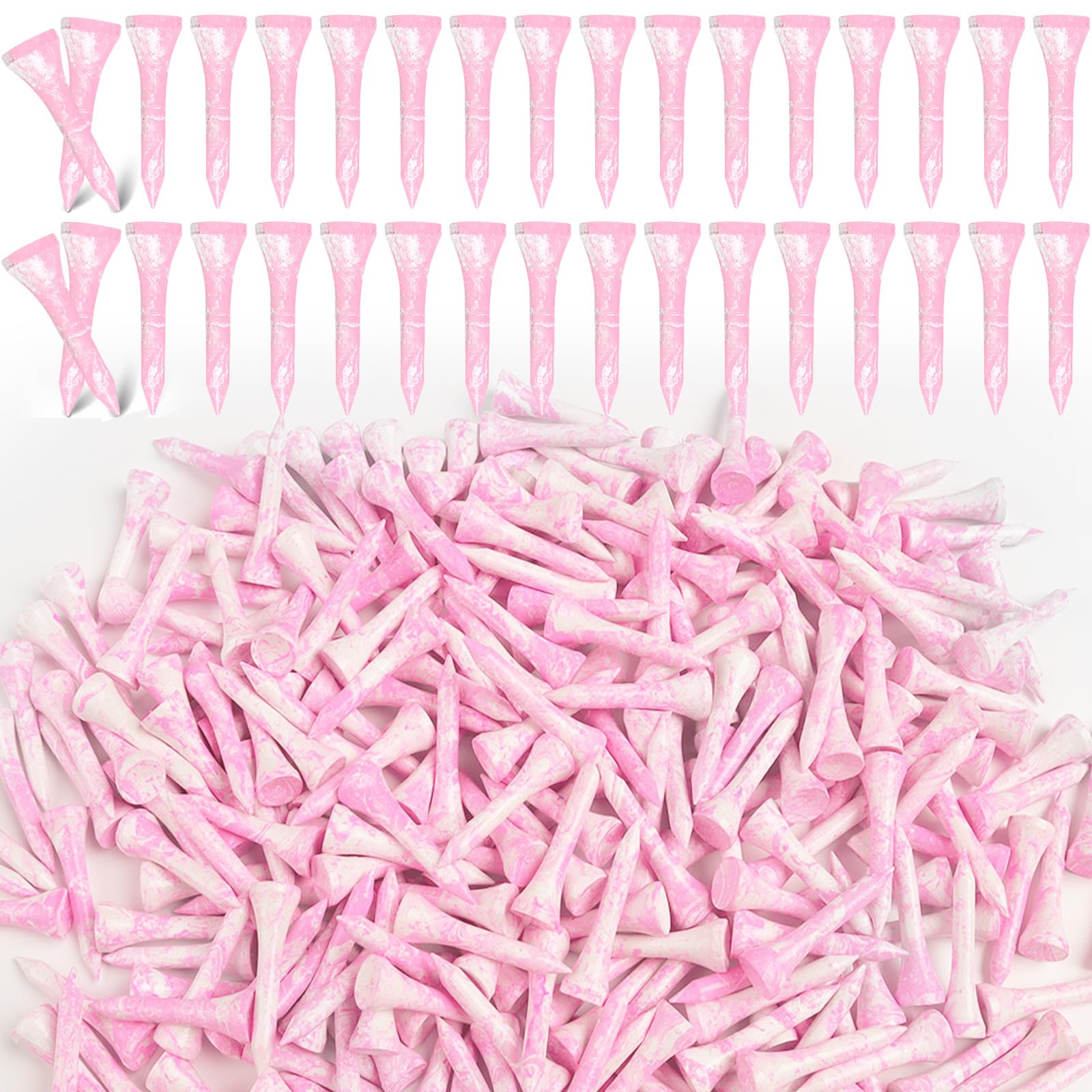 FINGER TEN Golf Tees Wood Value 100/250/500/1000 Pack 1 1/2 Inch Long, Upgrade Premium Durable Wooden Short Tees for Irons And Hybrids Eco-Friendly Golf Accessories (Pink, 100pcs-38mm)