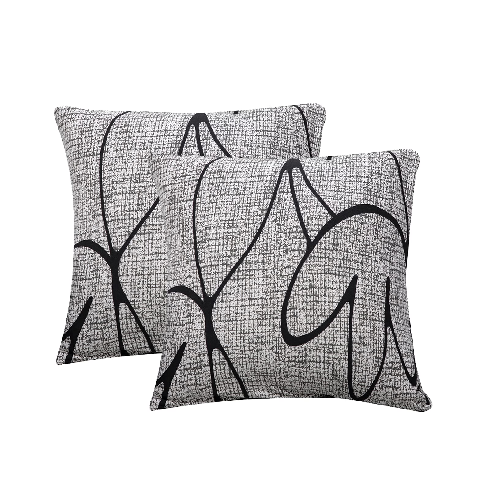 Jaotto Federe Confezione da 2 Federe Cuscini Divano Decorativi Fodere Quadrati Spandex 45x45cm Cuscino Copricuscini per Soggiorno Camera da Letto Casa(Stile Grigio,Set di 2)