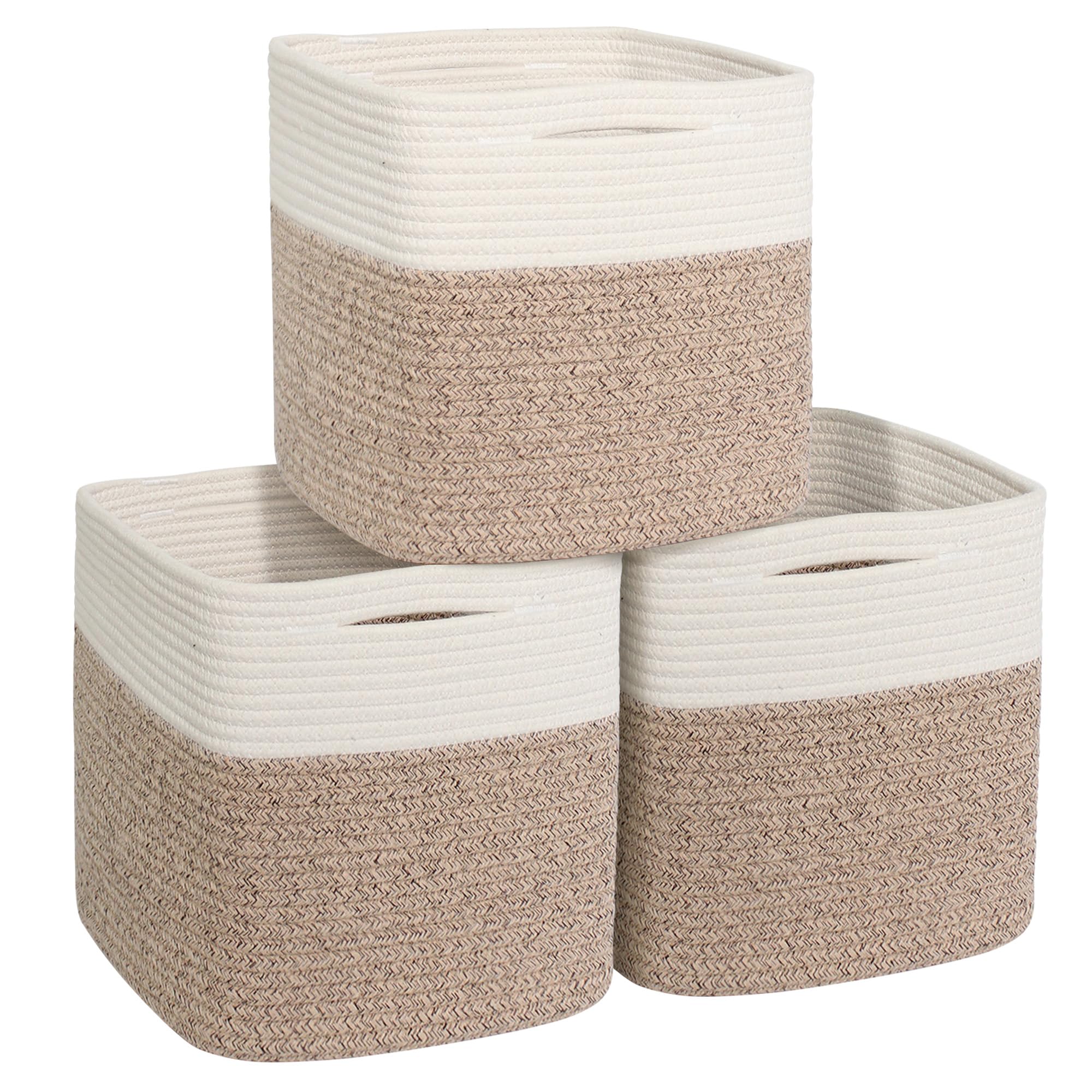 Photo 1 of WILLITAT 11x11" Cotton Rope Storage Bin - 3 Pack