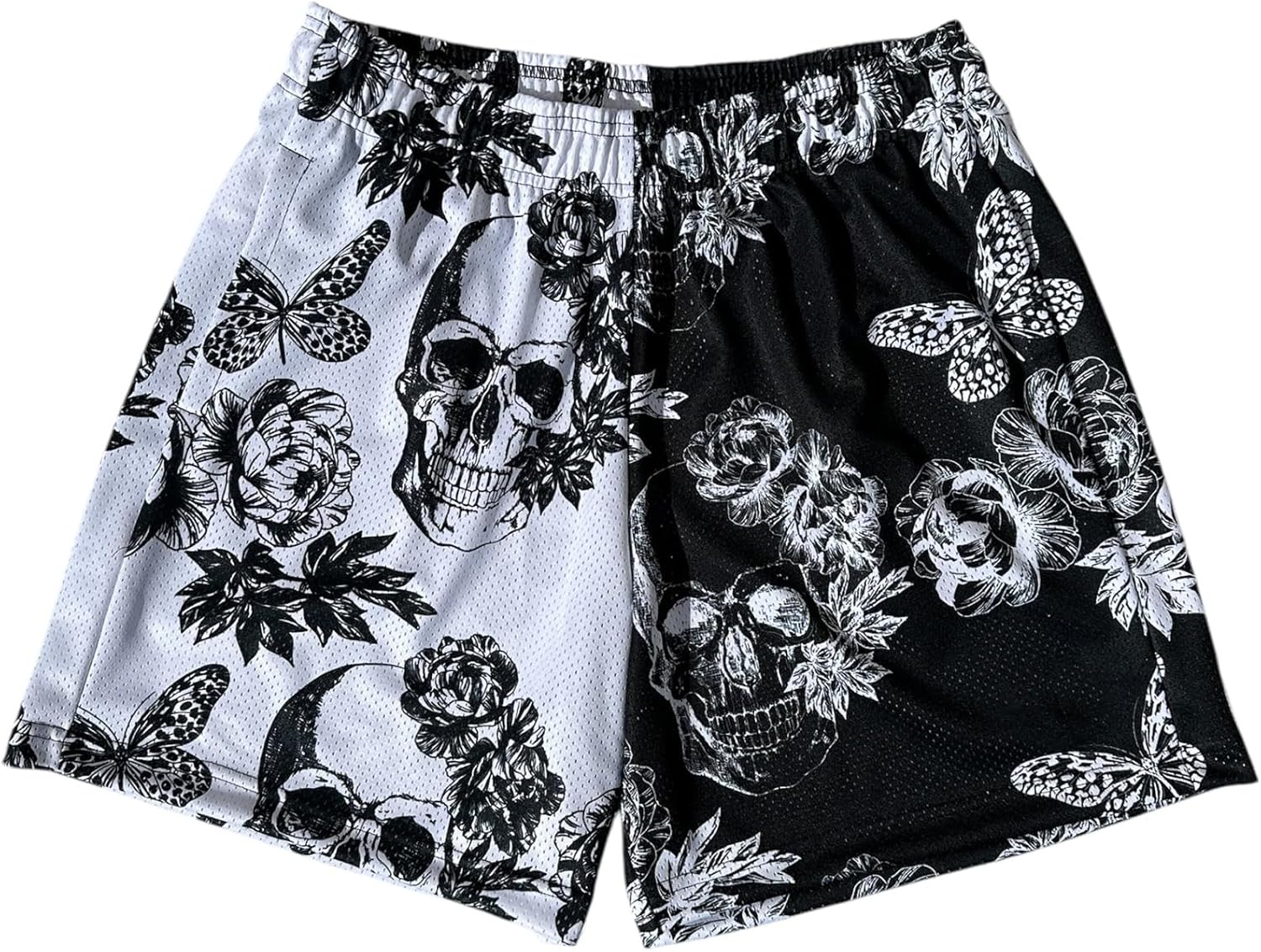 BOOMLEMON Mens Mesh Graphic Print Shorts Fashion Designer Workout Shorts Retro Casual Cool Streetwear Short Pants