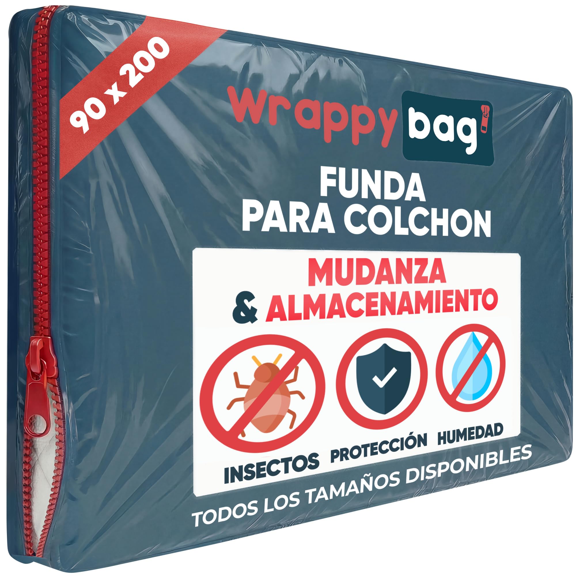 Funda de Plástico para Colchón Wrappybag – Resistente para Mudanza, Almacenamiento y Transporte – 90 x 200 cm