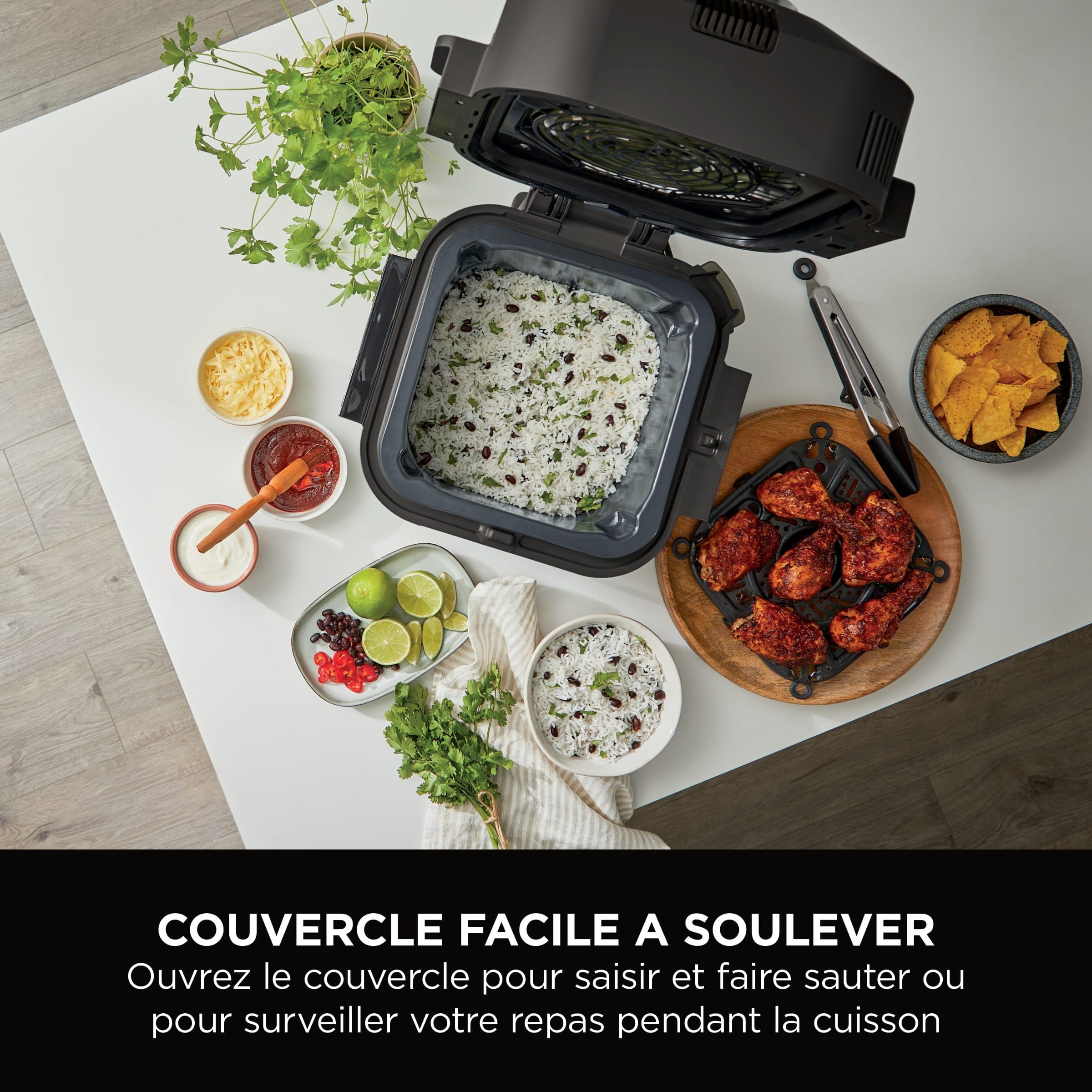 Ninja Speedi 10-en-1 Cuiseur rapide, Air Fryer, Friteuse à air et Multicuiseur, 5.7L, Repas pour 4 en 15 minutes, Vapeur, Gril, Cuire au four, Rôtir, Saisir, Mijoter et plus, Noir, ON500EU