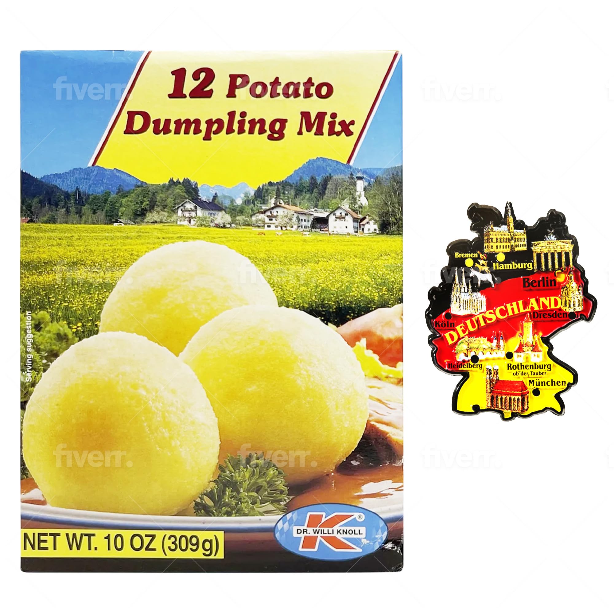 Dr. Willi Knoll 12 Potato Dumpling Mix -10oz, Bundled With German Magnet