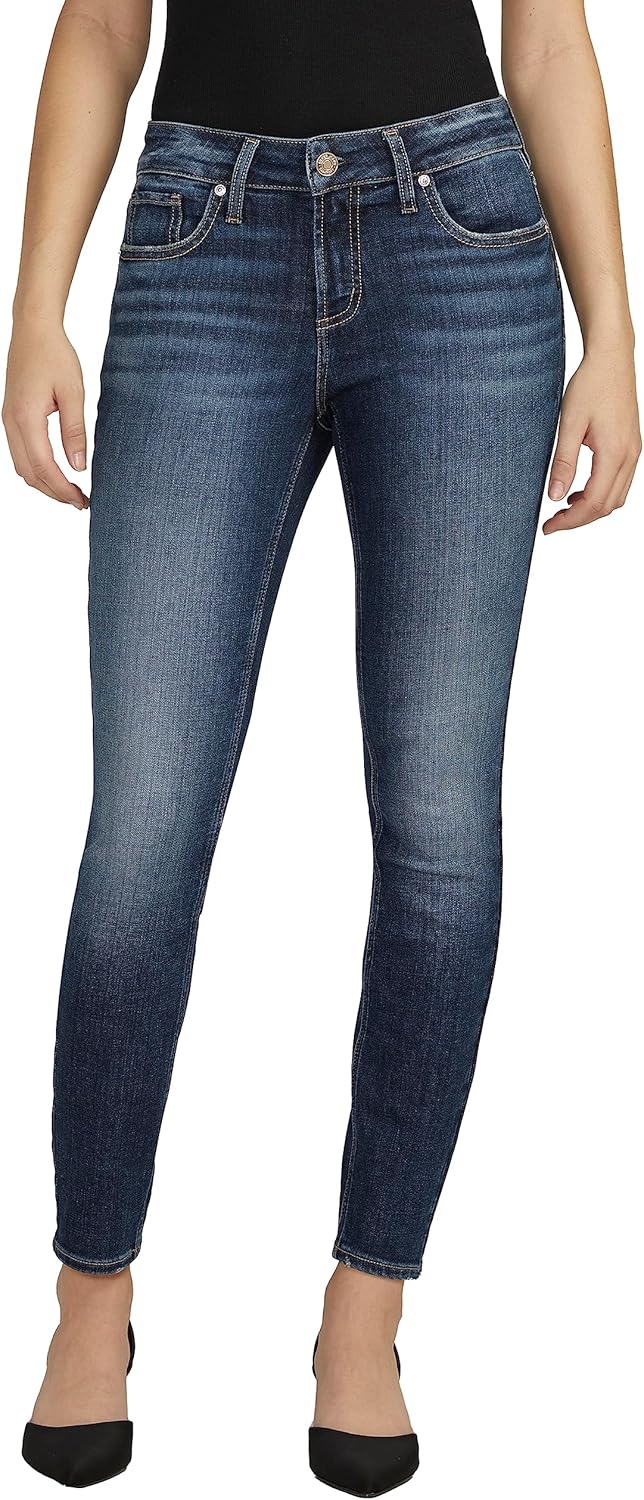 Silver Jeans Co. Women's Elyse Mid Rise Comfort Fit Skinny Jeans