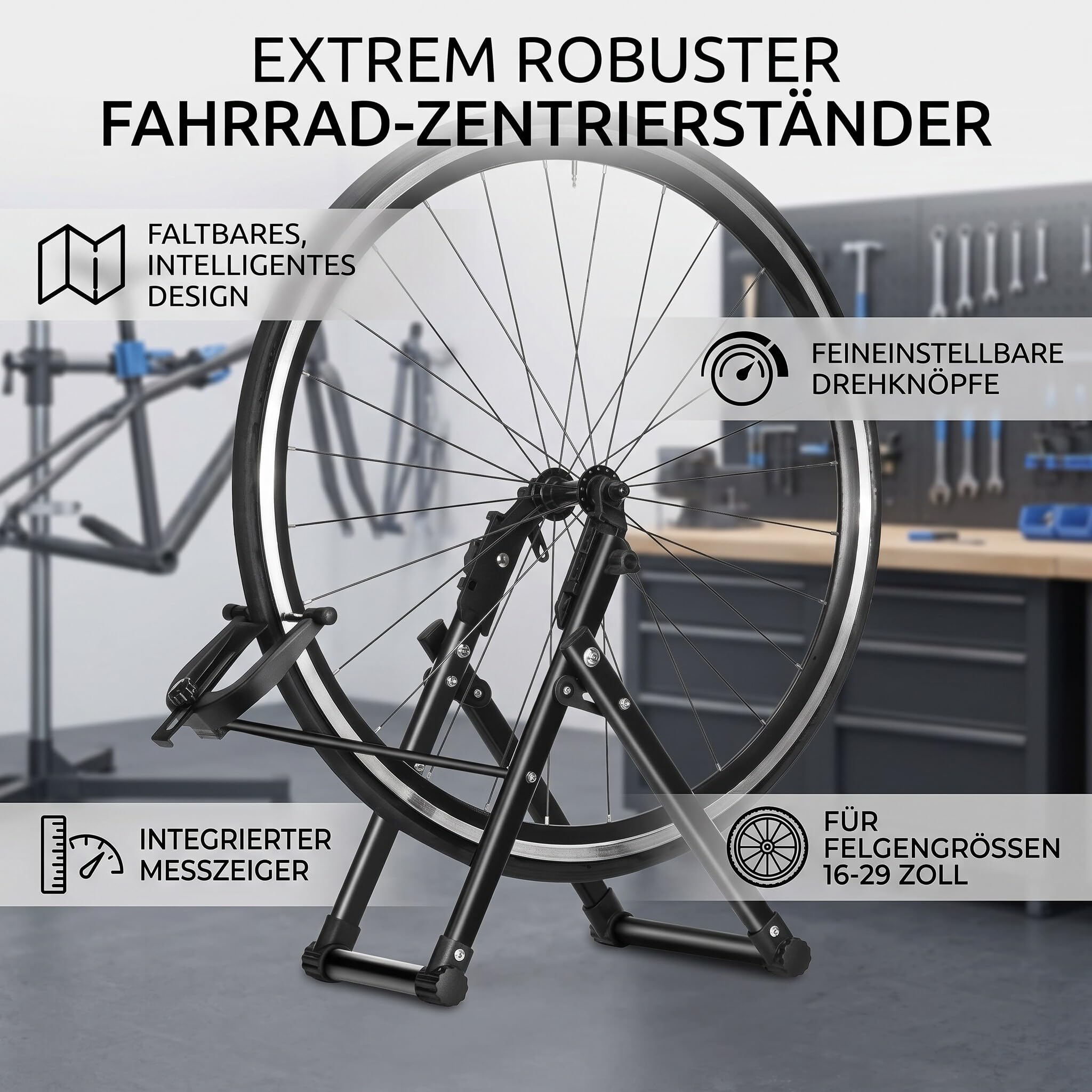 Centreur de Roue Vélo, Supports de Roue de Vélo en Alliage D'aluminium Pied de Centrage pour Réparation de Vélos