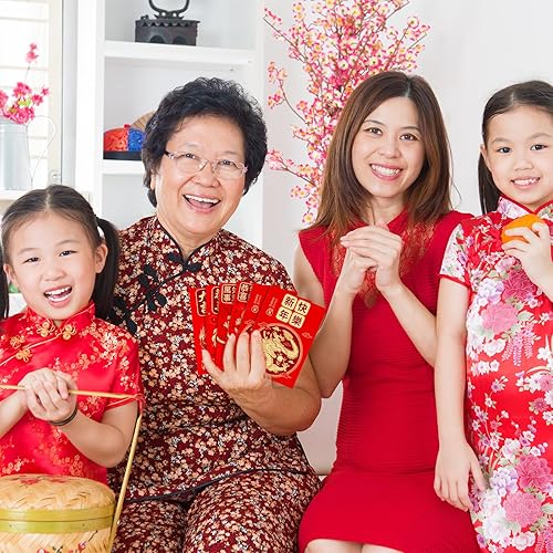 Miniatura 6 de 60 sobres rojos chinos 2024, sobres rojos dragón, sobres rojos del año del dragón, paquetes rojos Hong Bao, paquetes de dinero de la suerte del año