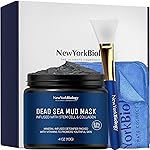 New York Biology Dead Sea Mud Mask for Face & Body | with Stem Cell and Collagen | Face Mask, Brush Applicator, Towel | Spa Quality Pore Refiner for Oily Skin | Natural Skincare for Women & Men | 4 oz