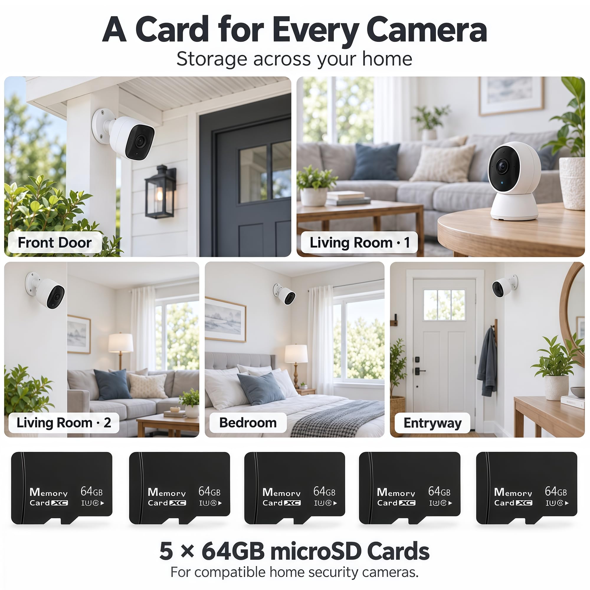 Scheda Micro SD da 64 GB, confezione da 5 con adattatore SD e lettore di