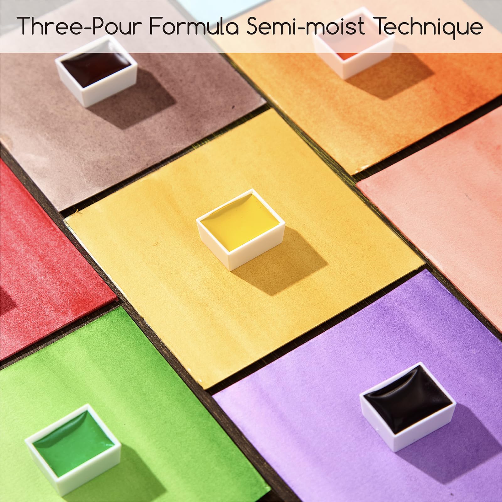 MEEDEN Kit de peinture aquarelle professionnelle 40 couleurs semi-humides