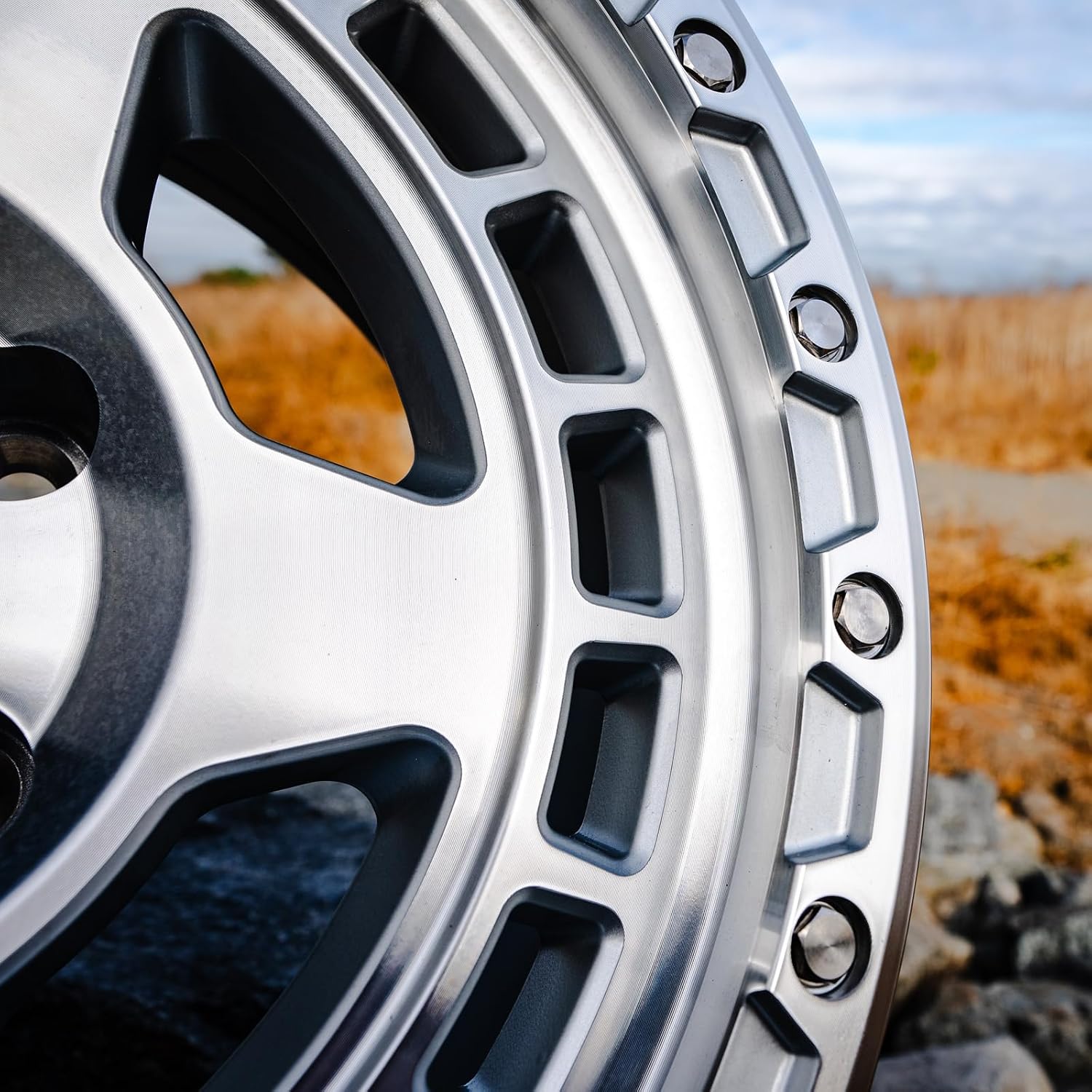 RockTrix RT115 17 Inch Wheel Compatible with Toyota 2001+ Tacoma, 6x5.5" 6x139.7, 17x9-12mm Offset, 4.5 Inch Backspace, 106.1mm Bore, Also fits 2002+ 4Runner, FJ Cruiser, 99-06 Tundra, Silver