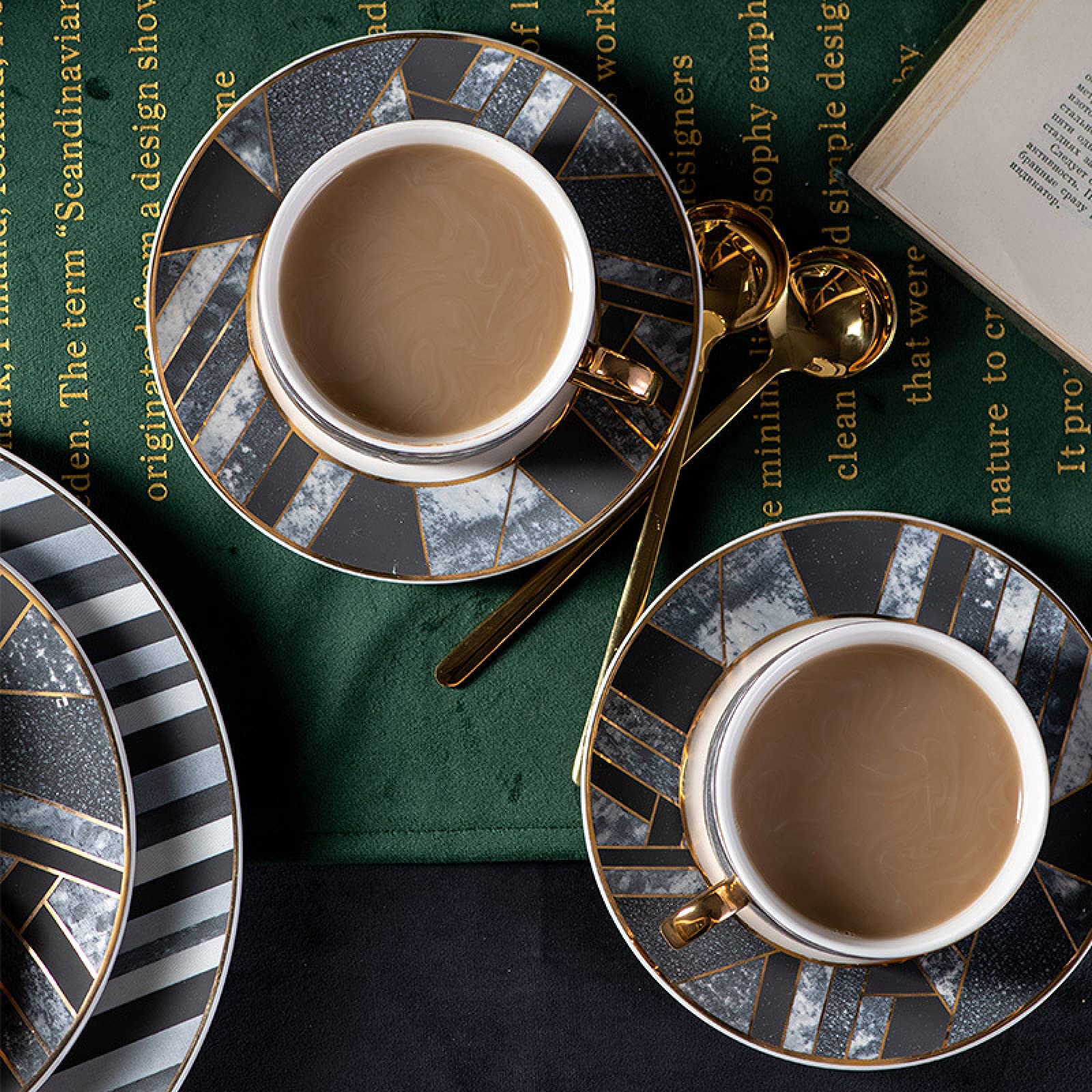 Keramik-Kaffeetassen und Untertassen, Vintage-Kaffeetassen, 6er-Set, Cappuccino-Tasse, Teetasse und Untertasse, Geschenksets, 200 ml
