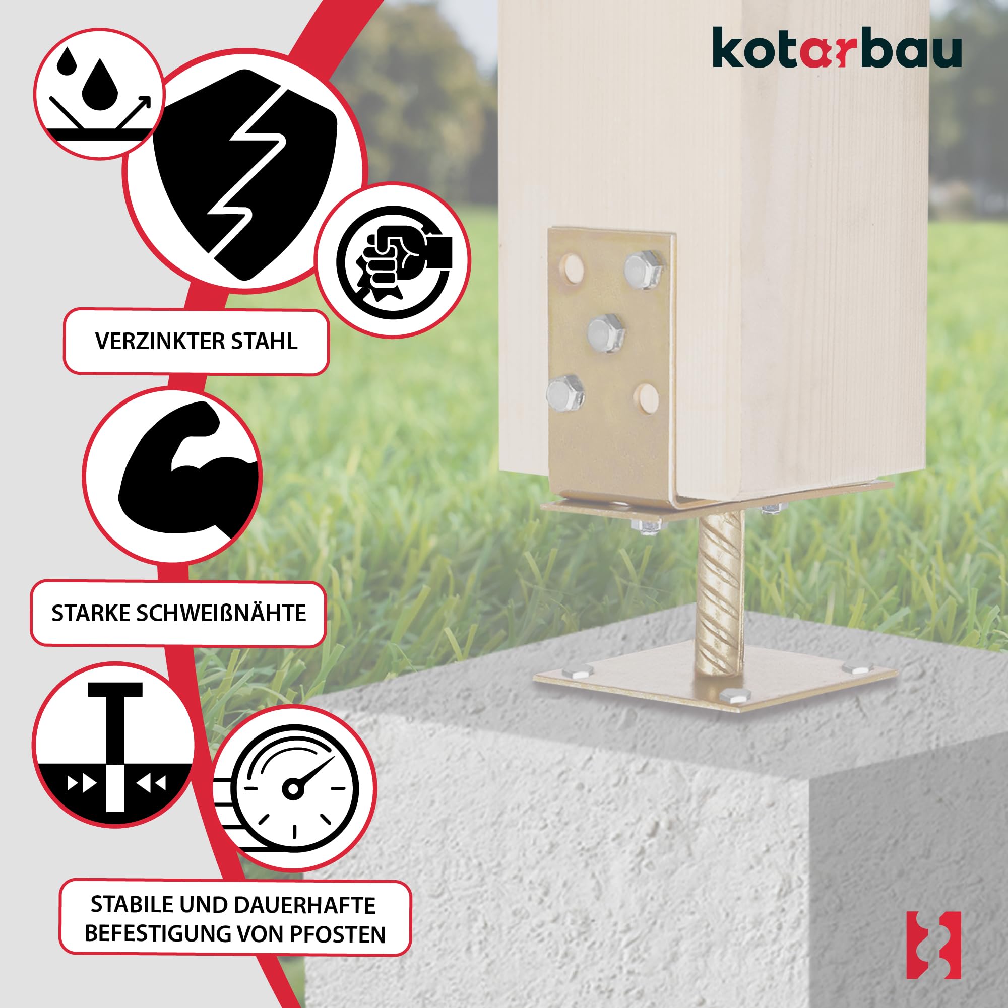 KOTARBAU® 4 szt. Supporti Regolabili Acciaio Zincato 0-160 mm Staffe per Pali Legno