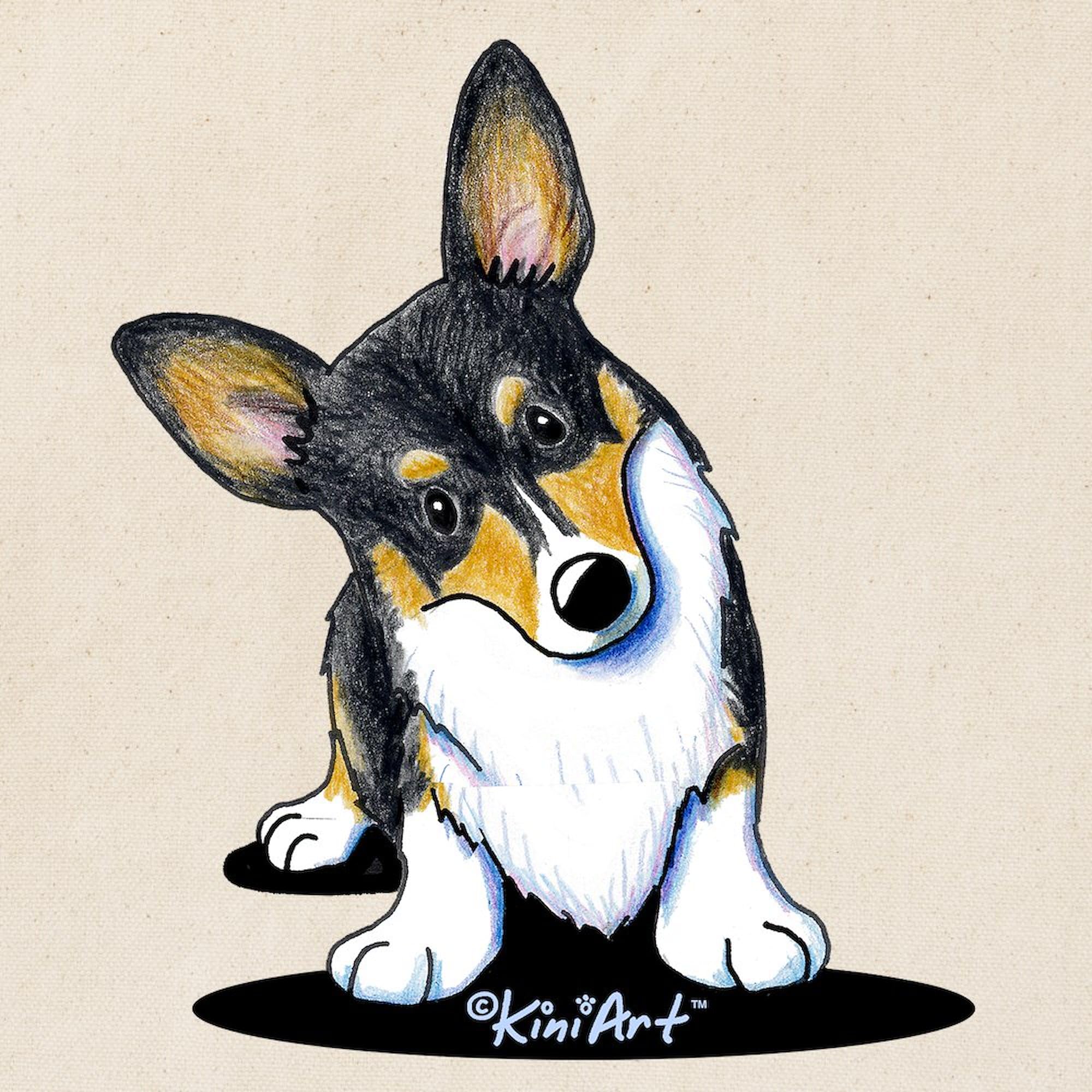 CafePress Kiniart Tricolor Corgi Tote Bag Reusable Natural Beige Canvas Shopping Bag