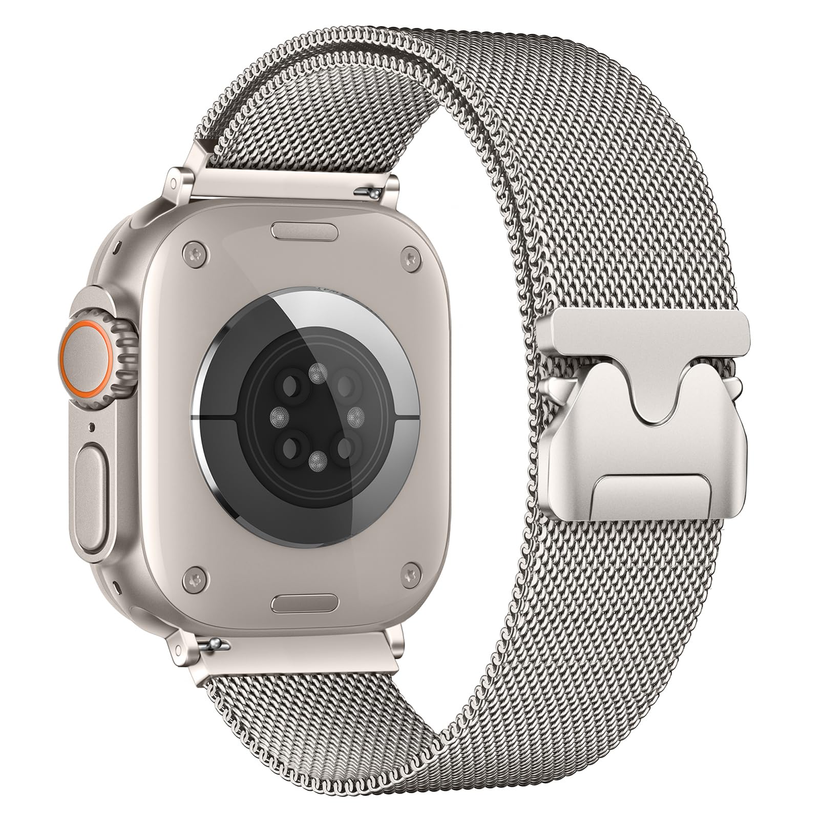 Stainless Steel Milanese Loop Strap Compatible with Apple Watch Band 38mm 40mm 41mm 42mm 44mm 45mm 46mm 49mm for Women Men,Magnetic Metal Wristband