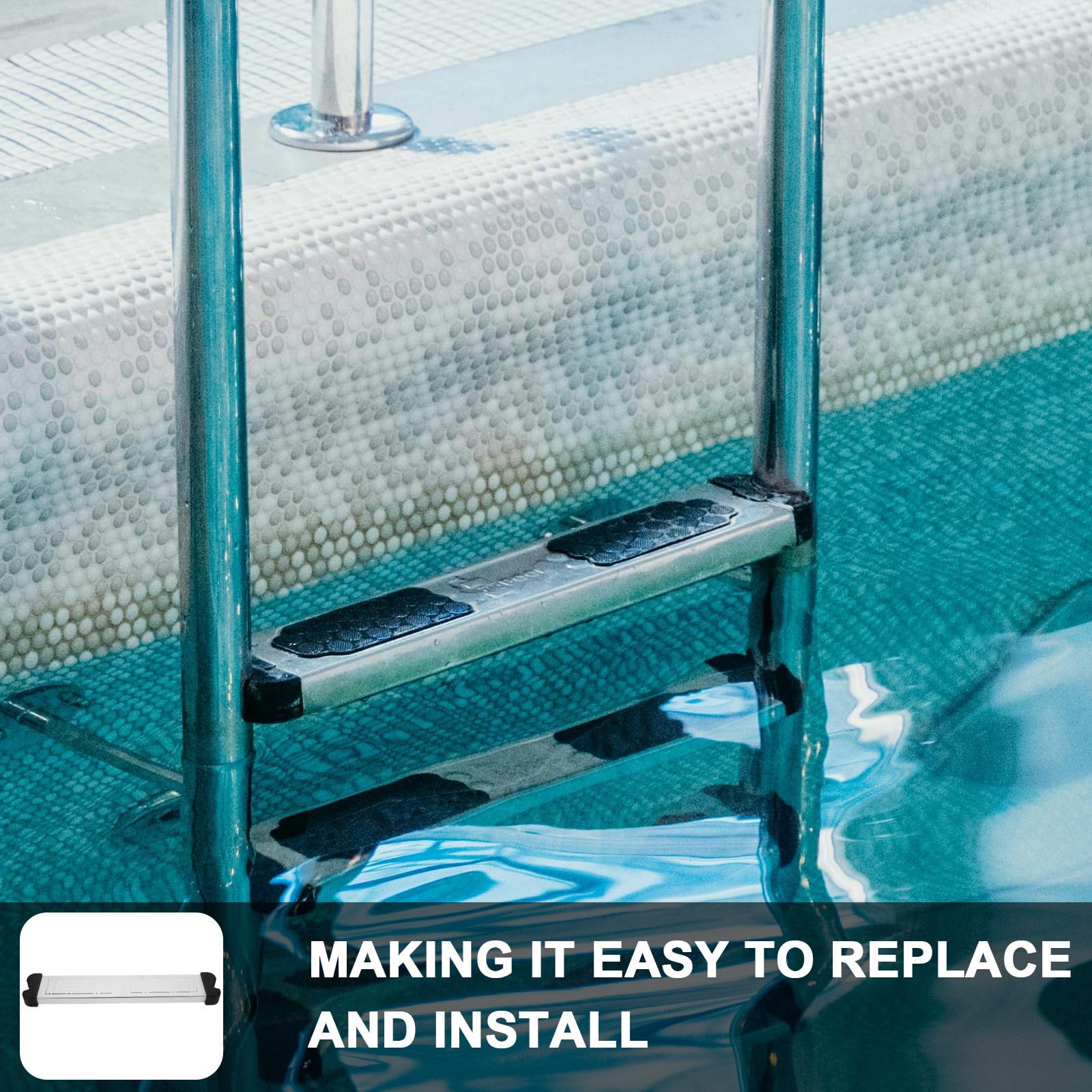 SHERCHPRY Escalera para Piscinas Desmontables de Acero Inoxidable Plata Textura Antideslizante y Diseño Resistente Adecuado para Reemplazo de Escalones