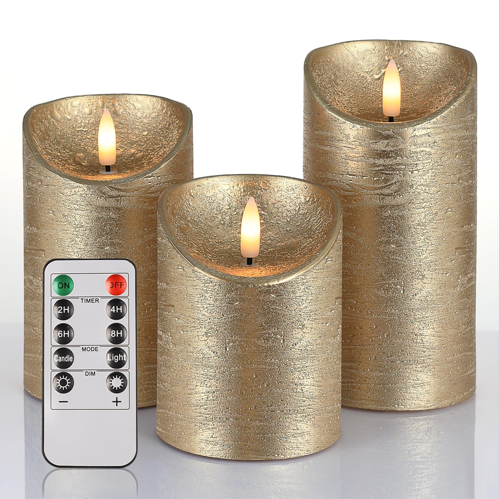 Flickering Flameless Candles with Remote Timer, 3D Wick Real Wax Fake ...