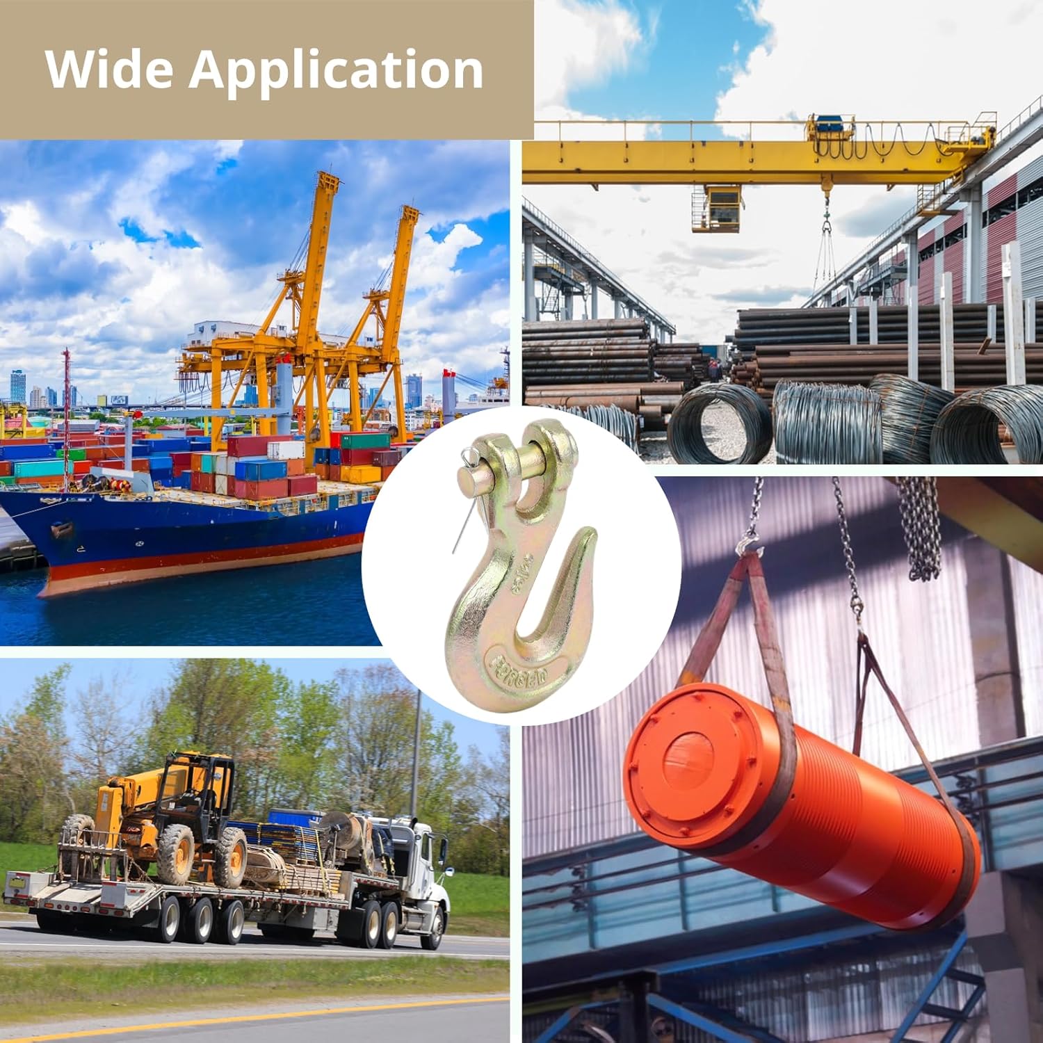 10 Pcs Clevis Slip Hooks, 3/8" Trailer Hooks, Heavy Duty Clevis Grab Hook, 7500 Lbs WLL Grade 70 Forged Chain Hooks for Trailer Truck Transport Tie Down