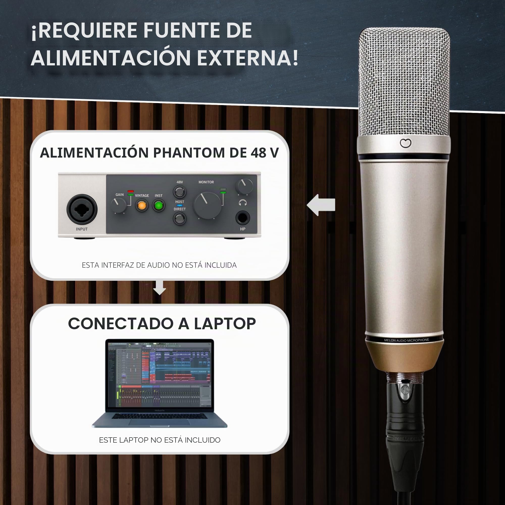 Micrófono Condensador de Estudio MA-87 grabación Vocal de Calidad con un presupuesto reducido