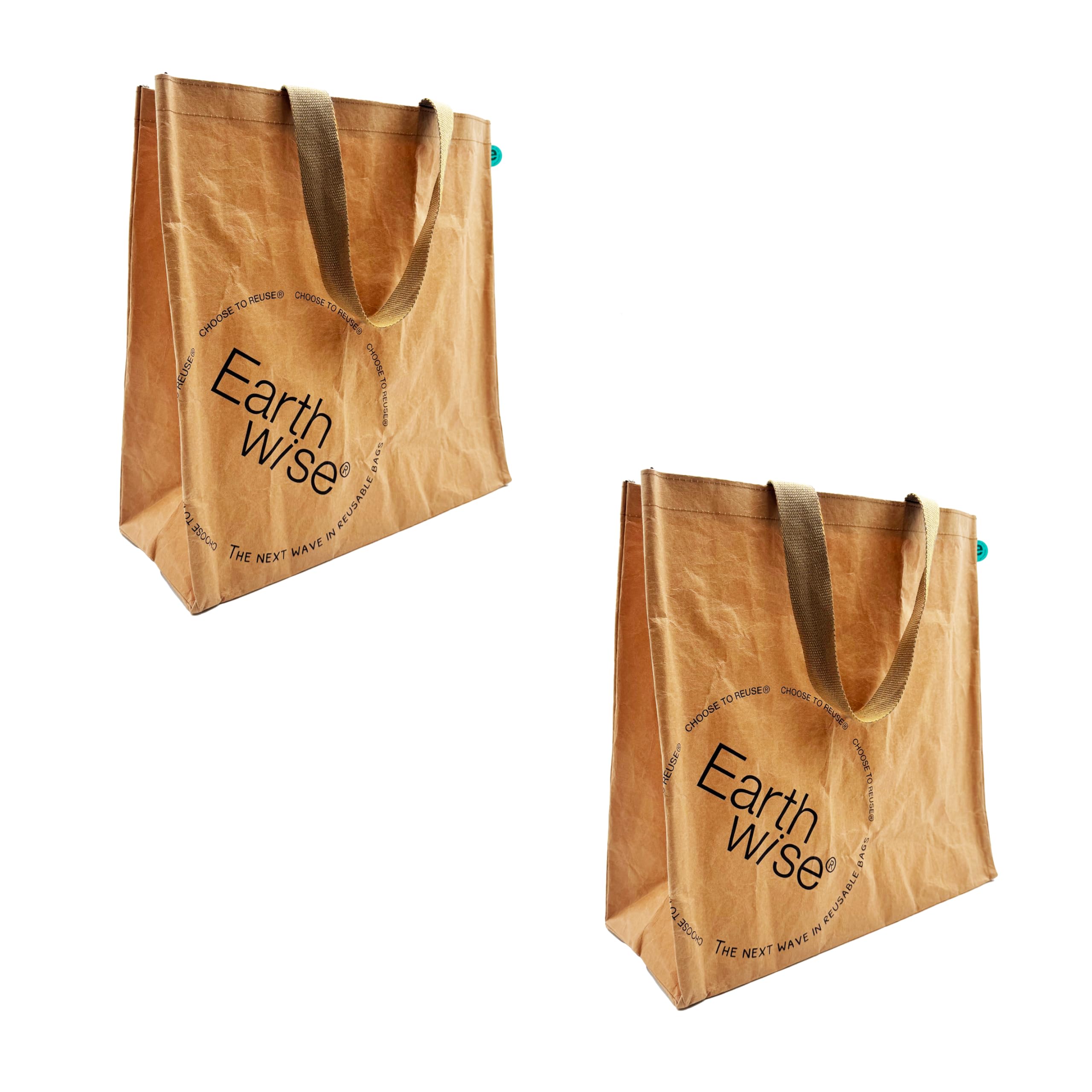 Earthwise Reusable Shopping Bags Heavy Duty Washable Paper - Totes Extra Large 17" H x 17" W x 7" D (Pack of 2)