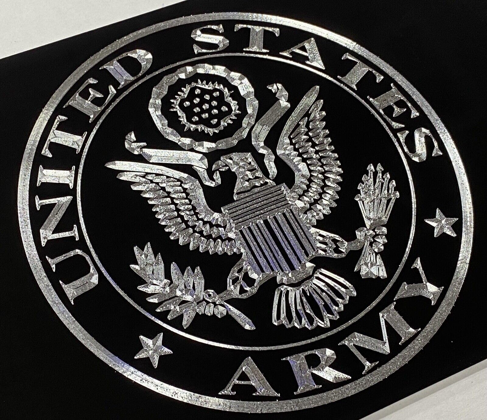 Army 1A Logo Car Tag Diamond Etched on Black Aluminum License Plate