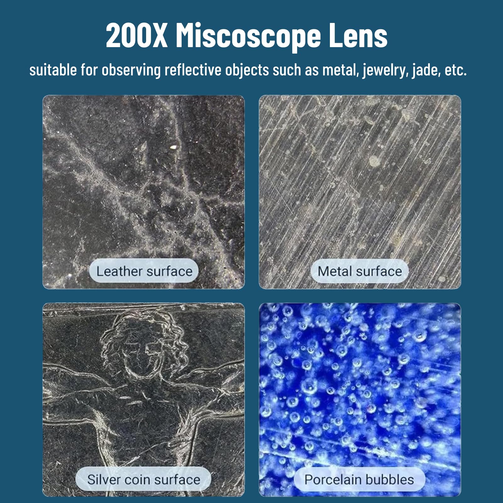 Diyeeni Microscopio per Telefono da Tasca, Zoom Clip 200X Lente di Lente di Lente Microscopio CPL con Luce LED, Lente Microscopica Portatile per iPhone per Samsung per Huawei per Google(nero)