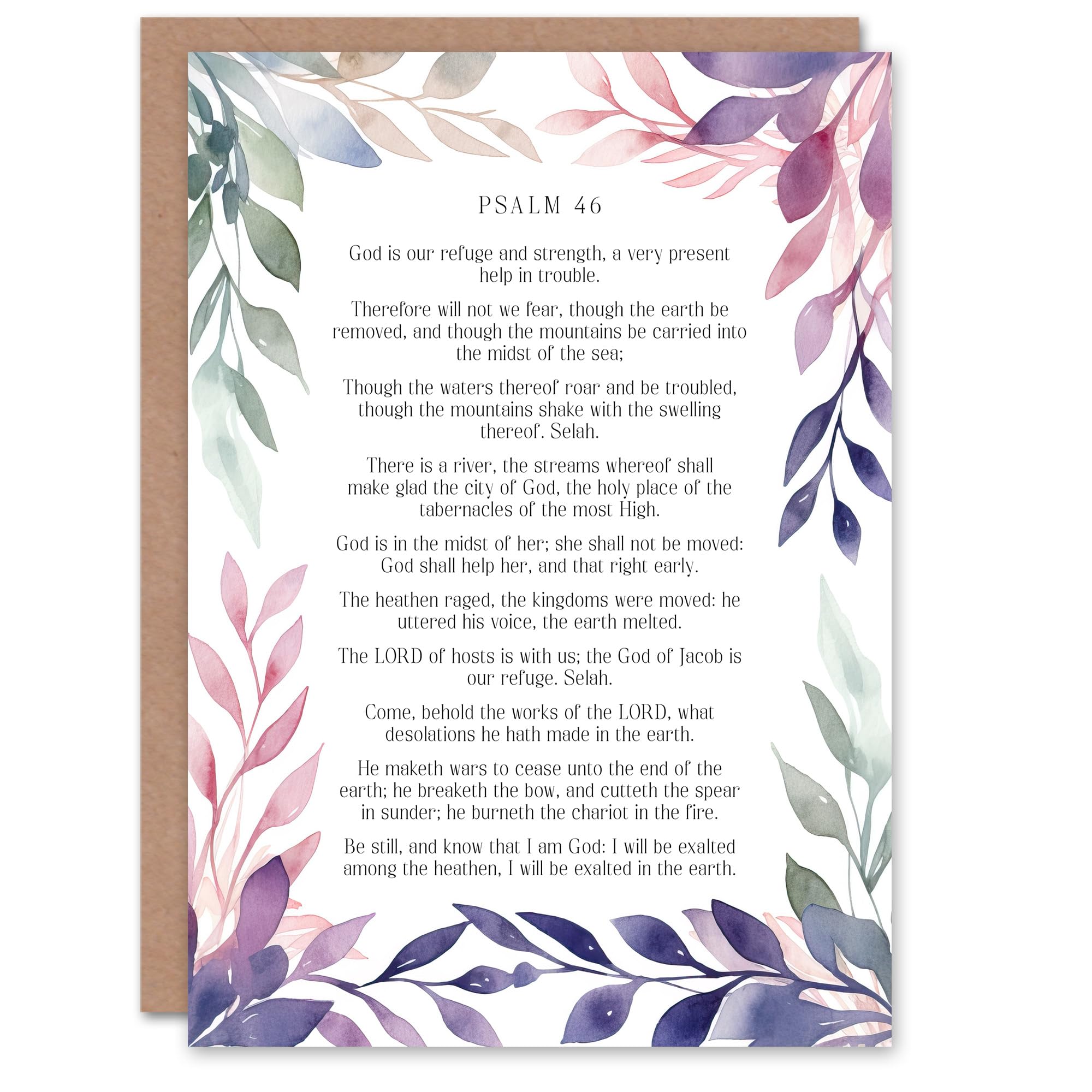 Artery8 Christian Birthday Card Psalm 46 Our Refuge and Strength Old Testament Blank Card For Him Or Her