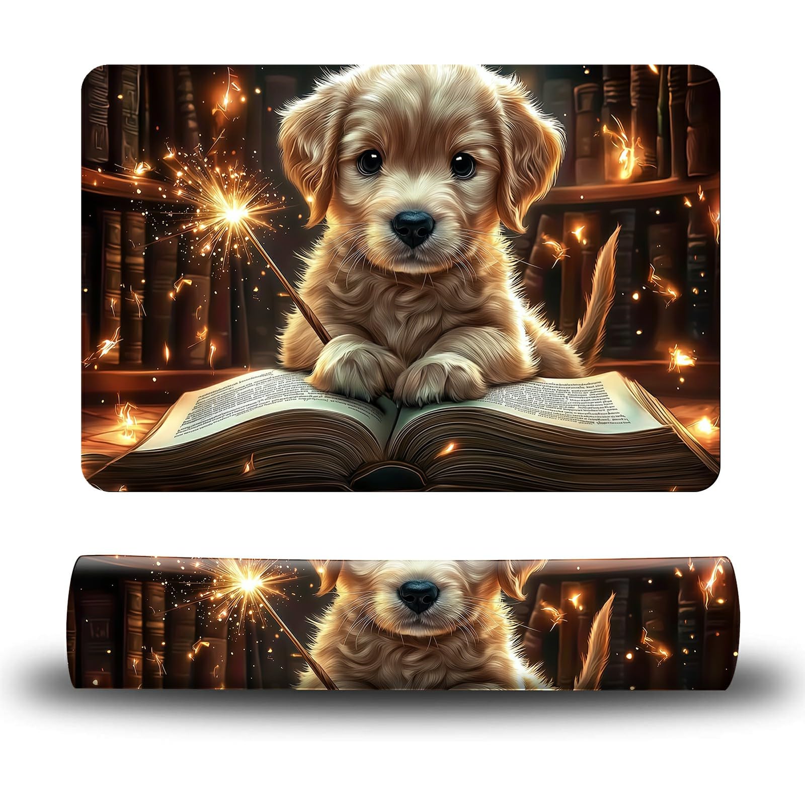 Dikoer Dog Food Mat, 15.7" x 23.6" Absorbent Pet Feeding Mat for Food and Water, Waterproof Diatom Mud Pet Placemat with Non-Slip Rubber Backing, Easy Clean Cat Bowl Mat for Floors - Book Puppy