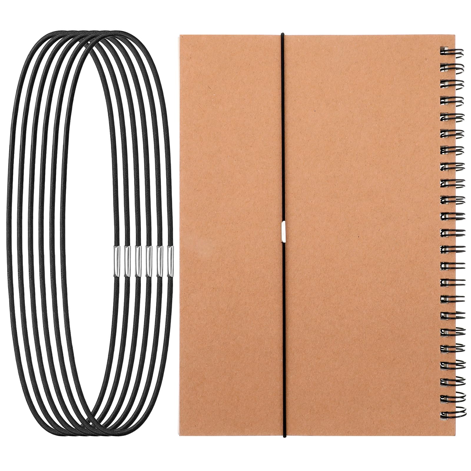 ravelers Notebook Elastic Bands for Journal Notebook Book Lovers, 6Pcs Minimalist Elastic Bookmark 6 Colors Elasticated Band for Notebooks Lightweight Notebooks Accessories for Travel Journal(Black)