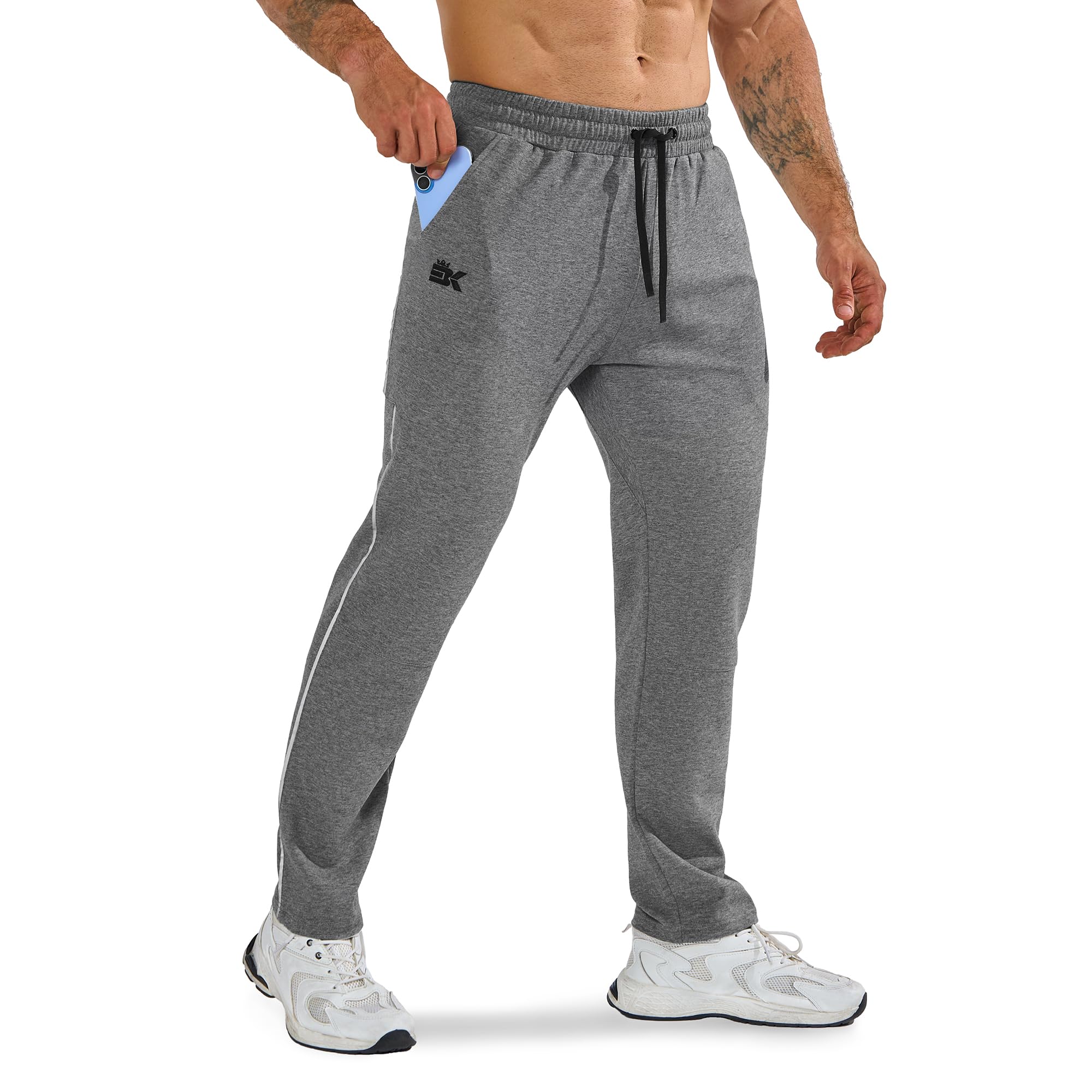 BROKIG Jogginghose Herren Baumwolle Sporthose Herren Lang | Atmungsaktive Sport Fitness Gerade Trainingshose Herren, Laufhose Herren Lang Reißverschlusstaschen, Gym Jogger Freizeithose