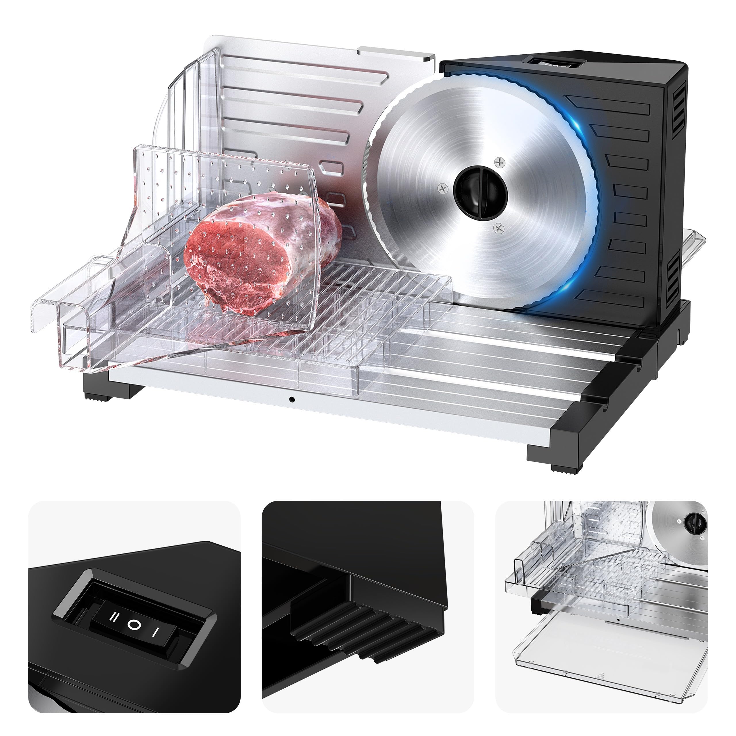 VERTENZ Snip 40 | Multifunktionale Schneidemaschine Allesschneider Brotschneider | Verstellbare Schnittstärke 0-18 mm | Edelstahlmesser | 160 W | Küche Haushalt Gastronomie