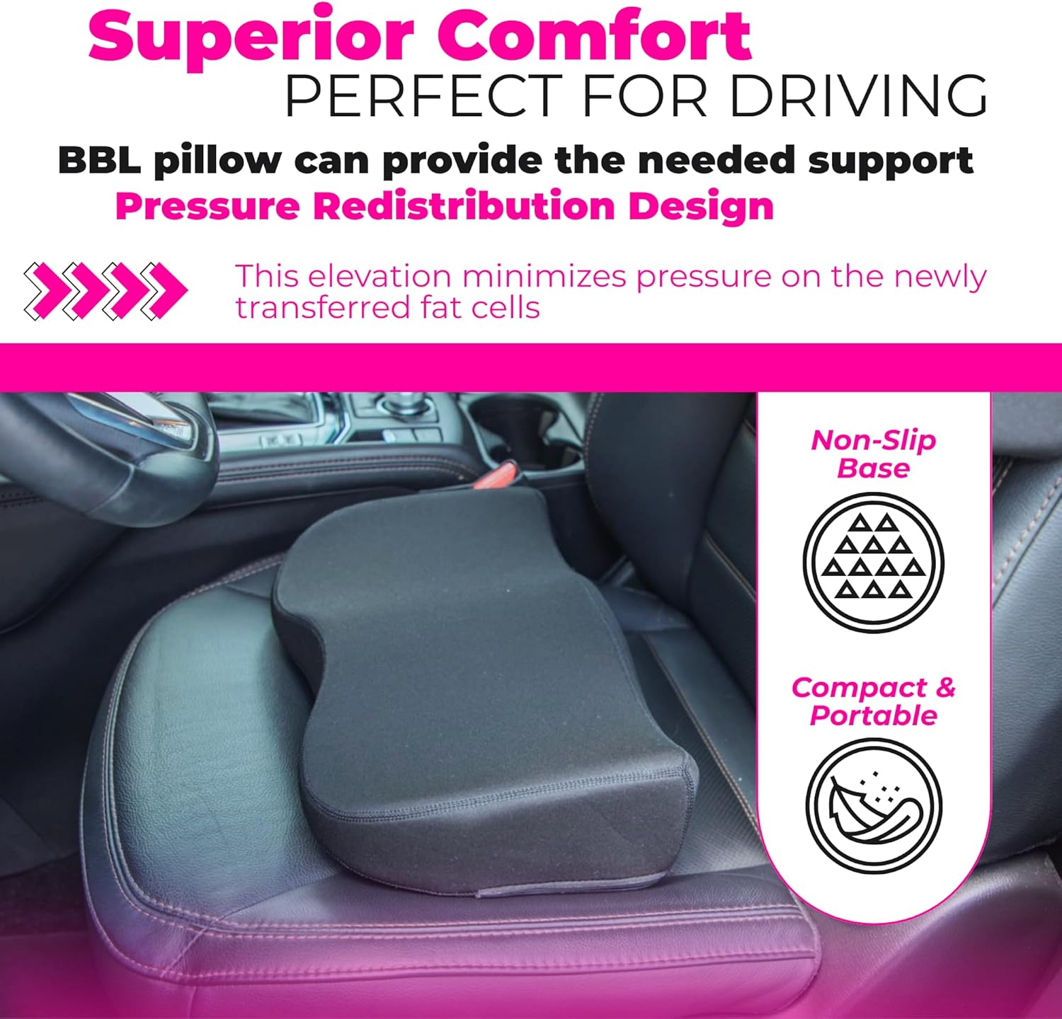 BBL Pillow After Surgery for Driving,BBL Driving Pillow, Sitting After Surgery for Brazilian Butt Lift Support Cushion, BBL Pillow for Car