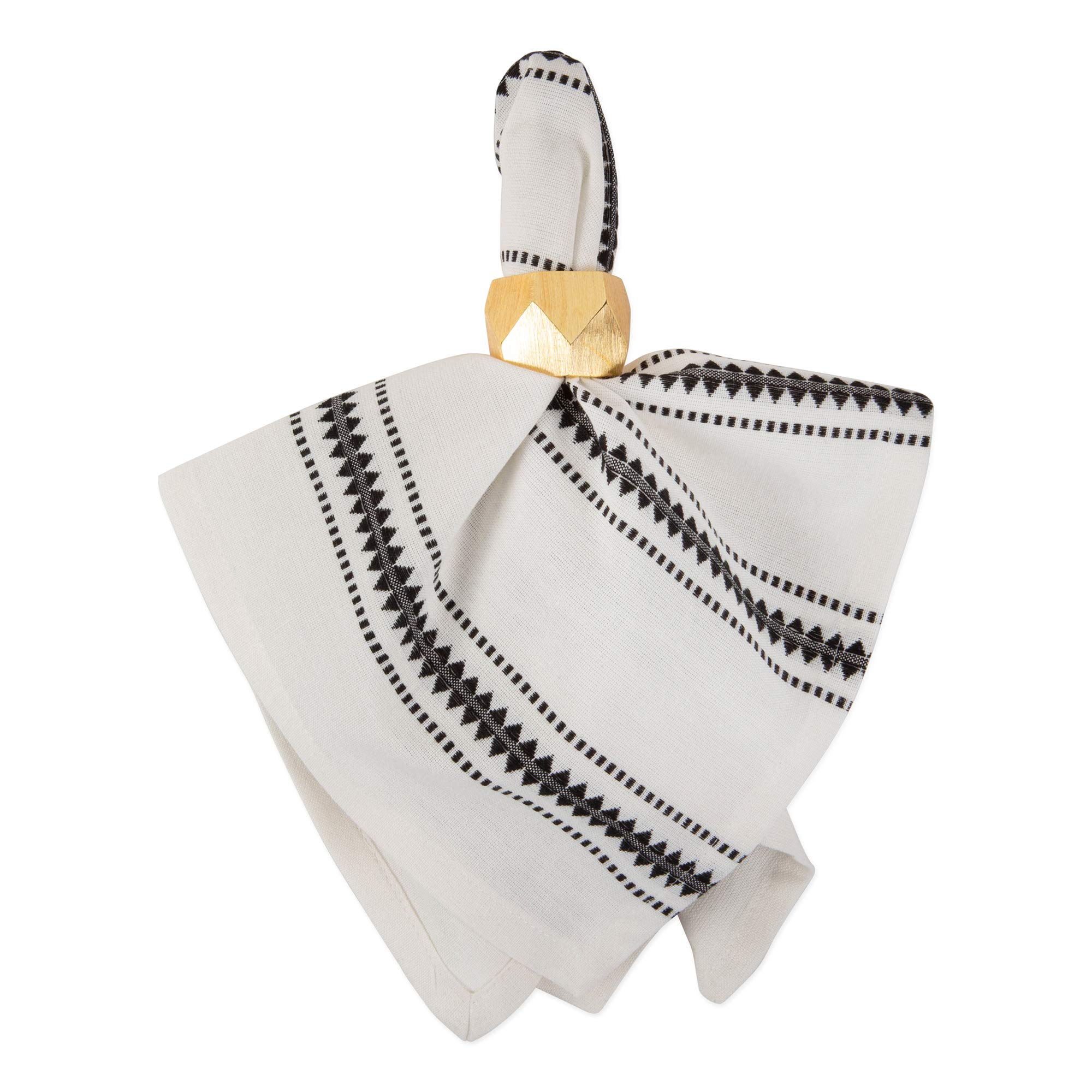 DII Zig Dobby Tabletop Collection, White Cotton Background with Embellished Stripe, Napkin Set, Black, 6 Count - Image 4
