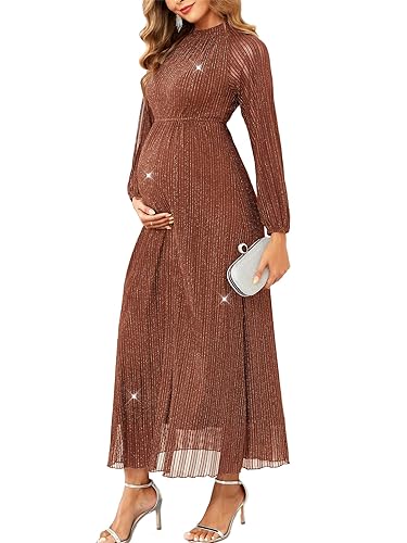 CYCLAMEN Formal Maternity Dress Sparkly Halter Neck A-Line Maxi Gown