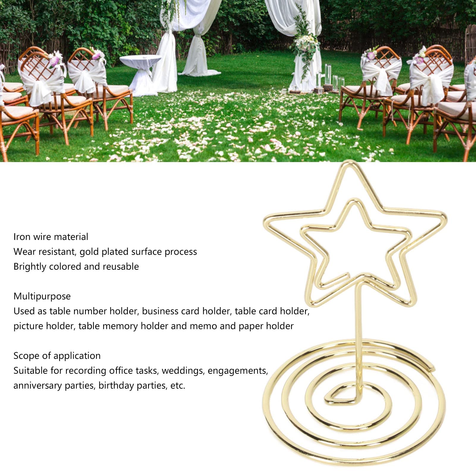 Buachois 20 Pezzi Supporti per Cartellini Segnaposto,Supporto Circolare Inferiore, Filo Metallico, Portafoto, Utilizzato per Appunti di Ufficio, Matrimoni, Ristoranti, Feste di Compleanno